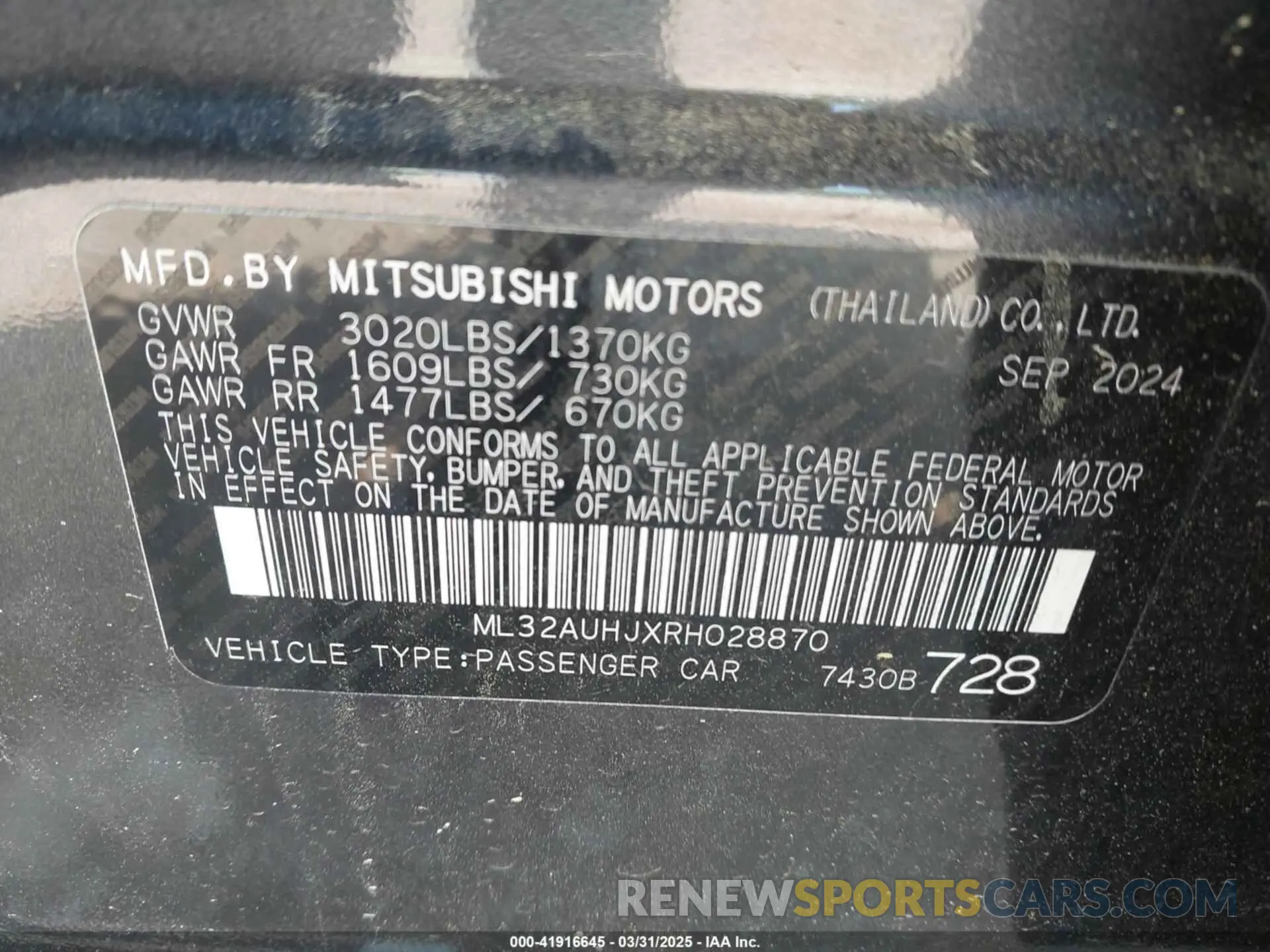 9 fotografías del automóvil dañado ML32AUHJXRH028870 MITSUBISHI MIRAGE 2024