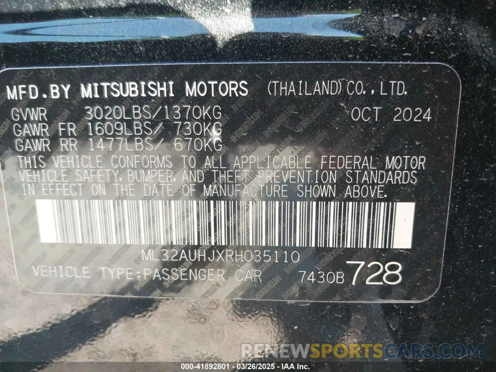 9 fotografías del automóvil dañado ML32AUHJXRH035110 MITSUBISHI MIRAGE 2024