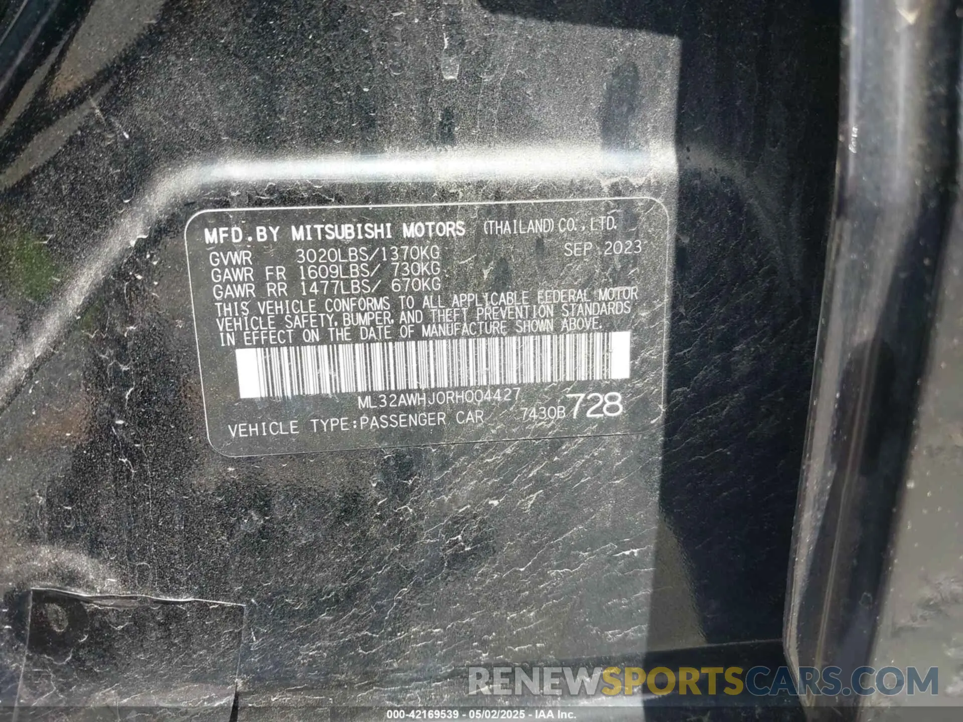 9 fotografías del automóvil dañado ML32AWHJ0RH004427 MITSUBISHI MIRAGE 2024