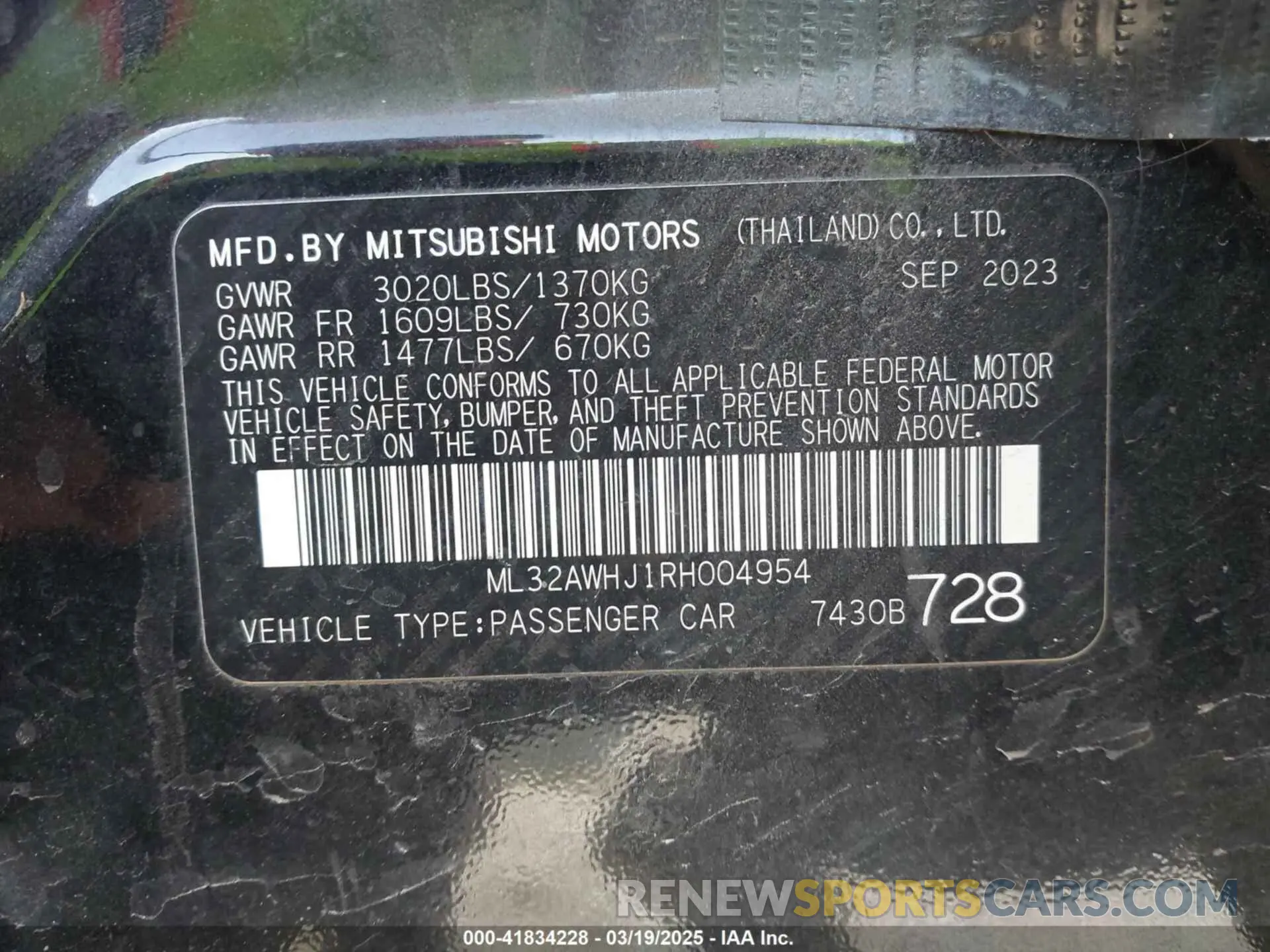 9 fotografías del automóvil dañado ML32AWHJ1RH004954 MITSUBISHI MIRAGE 2024