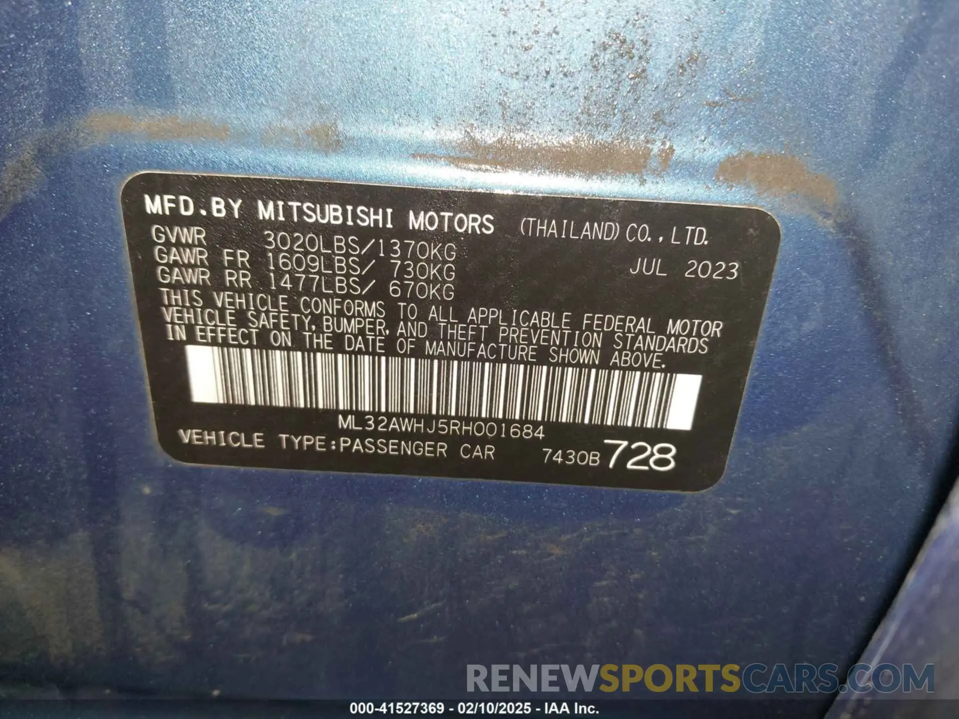 9 fotografías del automóvil dañado ML32AWHJ5RH001684 MITSUBISHI MIRAGE 2024