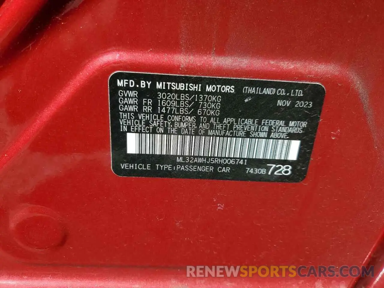 12 fotografías del automóvil dañado ML32AWHJ5RH006741 MITSUBISHI MIRAGE 2024