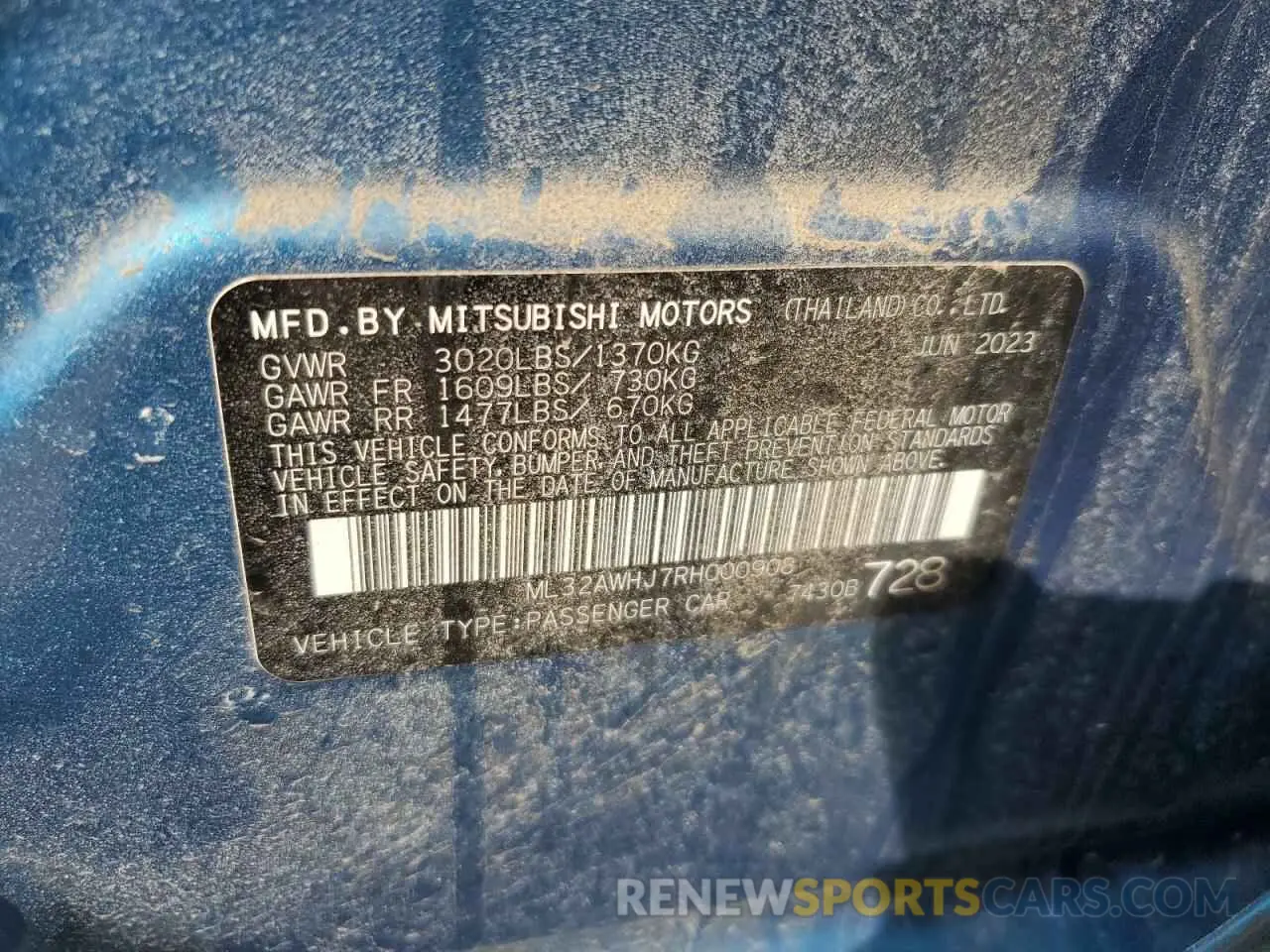 13 fotografías del automóvil dañado ML32AWHJ7RH000908 MITSUBISHI MIRAGE 2024