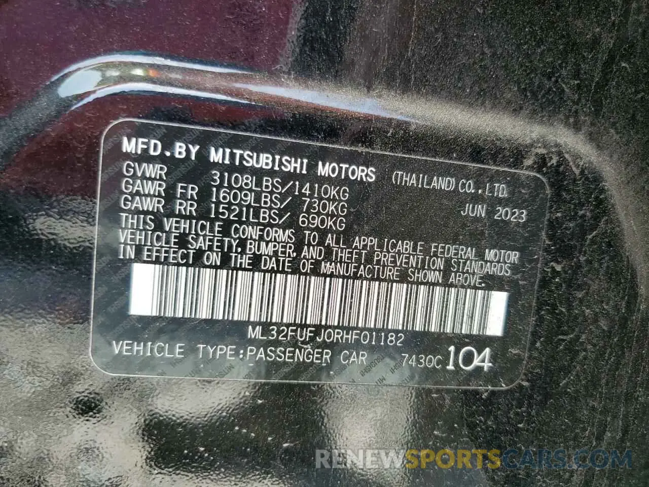 12 fotografías del automóvil dañado ML32FUFJ0RHF01182 MITSUBISHI MIRAGE 2024
