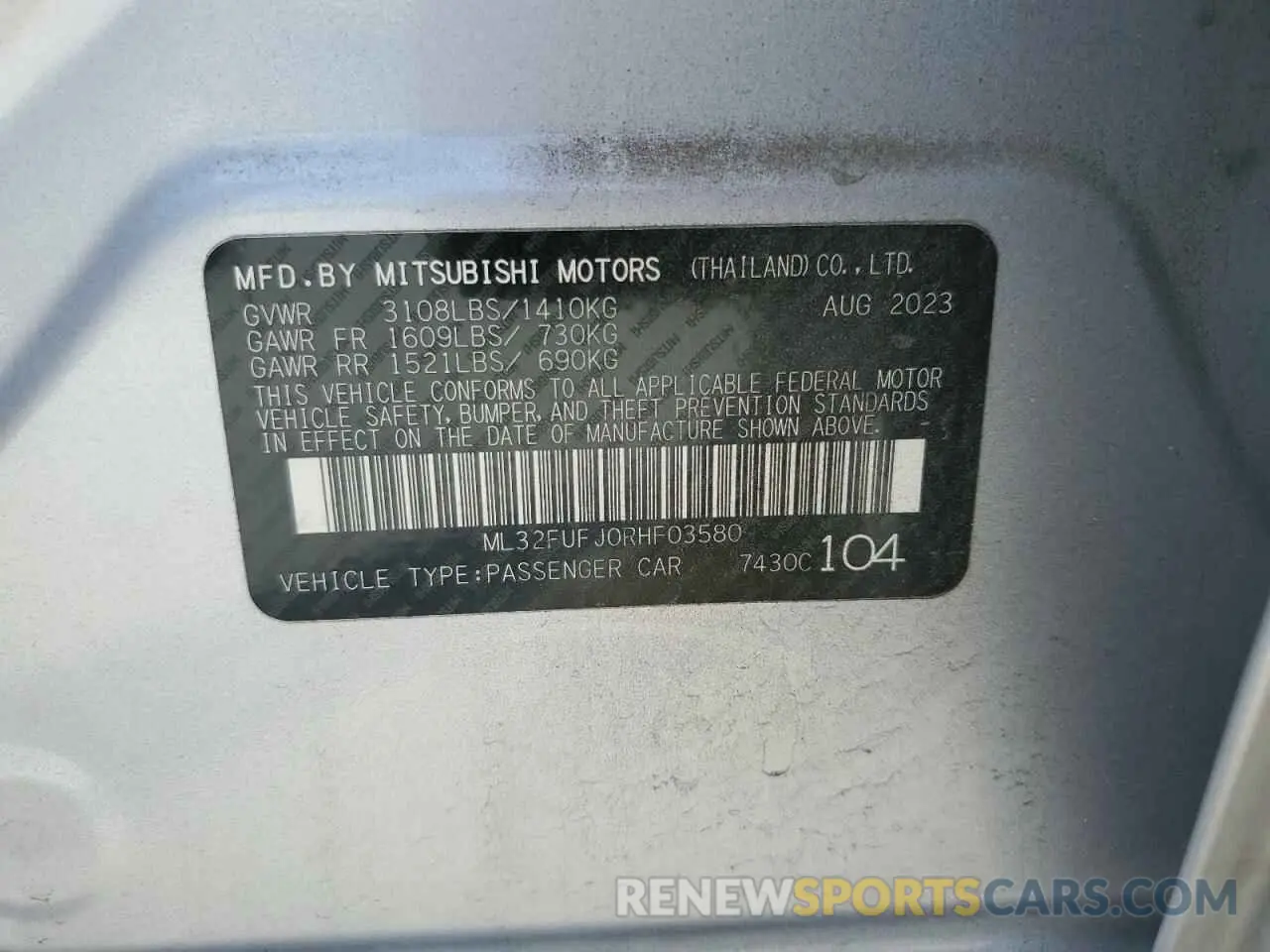 12 fotografías del automóvil dañado ML32FUFJ0RHF03580 MITSUBISHI MIRAGE 2024
