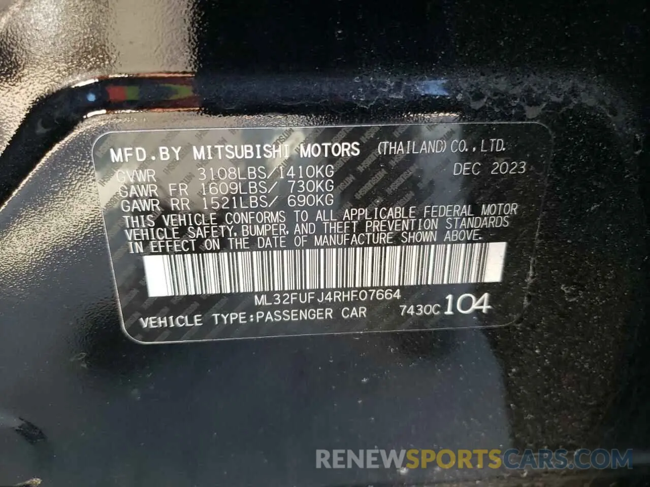 13 fotografías del automóvil dañado ML32FUFJ4RHF07664 MITSUBISHI MIRAGE 2024