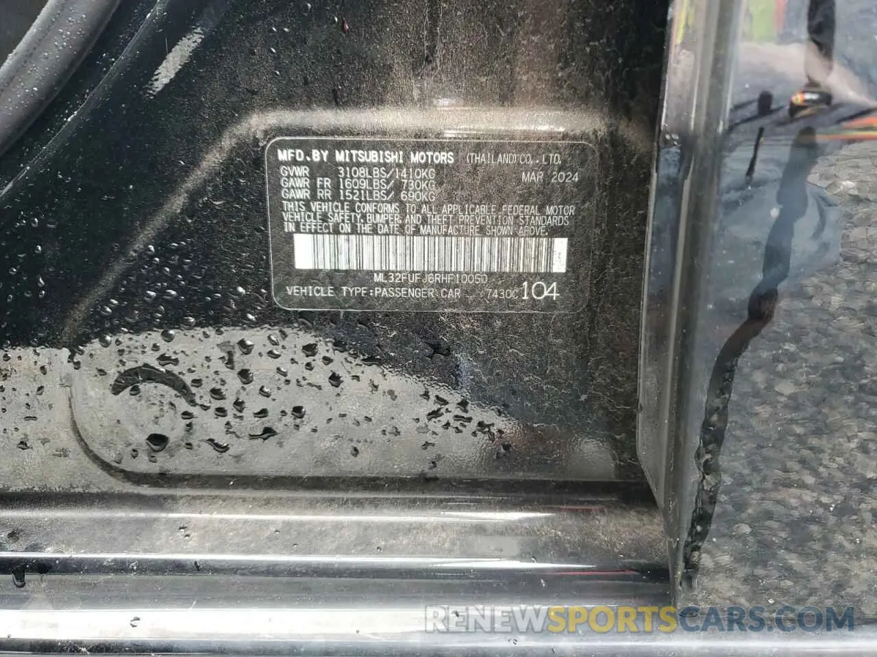 14 fotografías del automóvil dañado ML32FUFJ6RHF10050 MITSUBISHI MIRAGE 2024