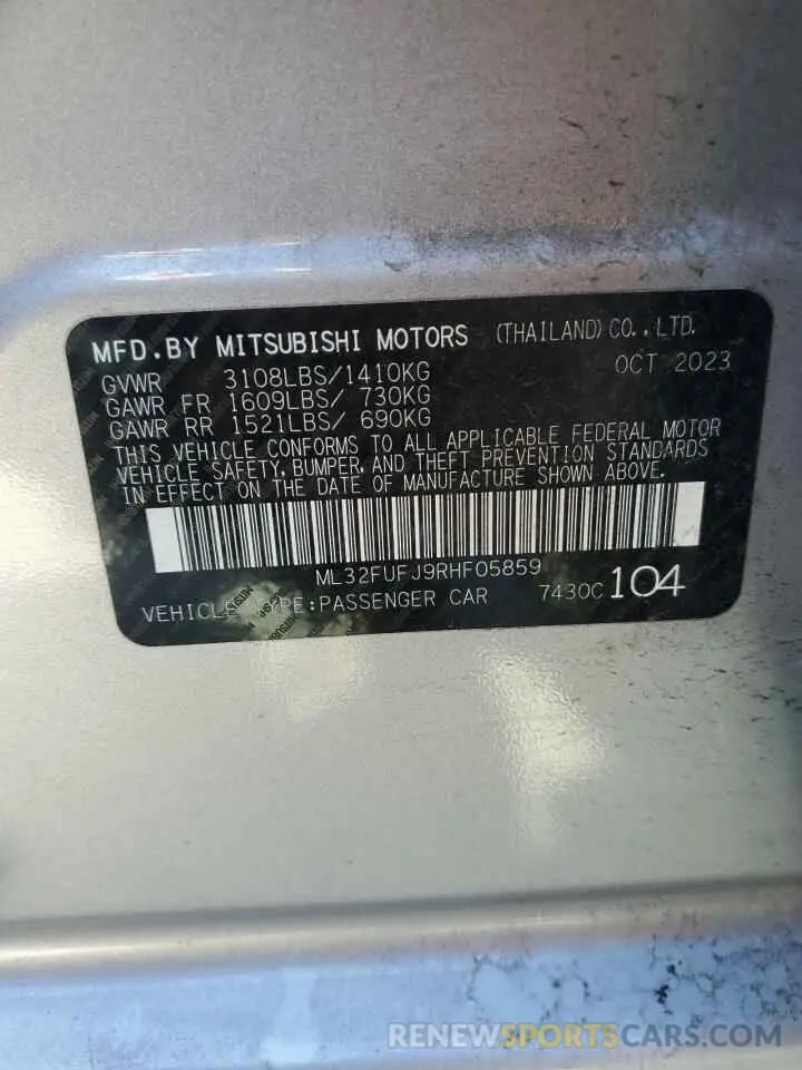 14 fotografías del automóvil dañado ML32FUFJ9RHF05859 MITSUBISHI MIRAGE 2024