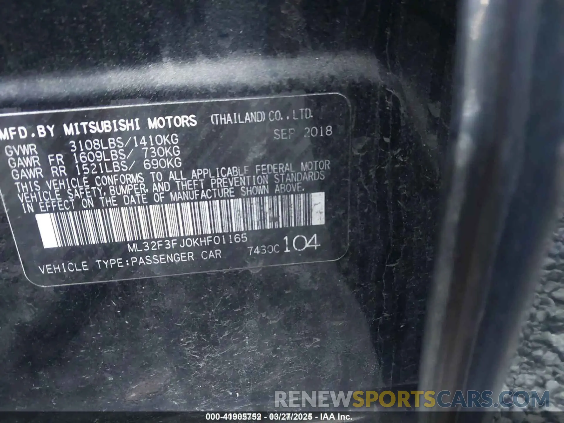 9 fotografías del automóvil dañado ML32F3FJ0KHF01165 MITSUBISHI MIRAGE G4 2019