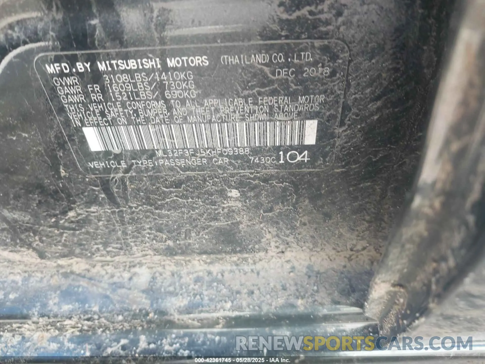 9 fotografías del automóvil dañado ML32F3FJ5KHF09388 MITSUBISHI MIRAGE G4 2019