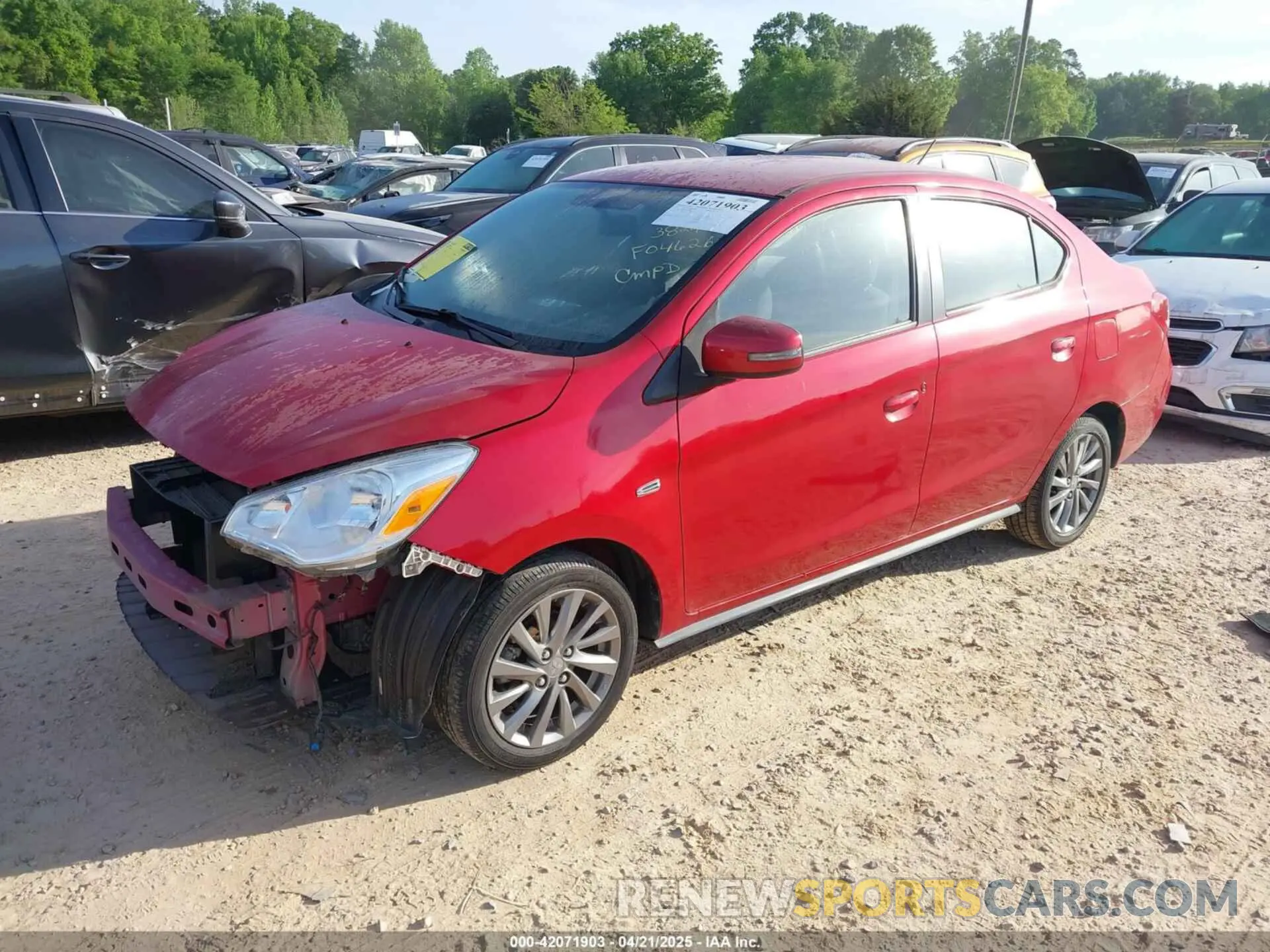 2 fotografías del automóvil dañado ML32F4FJ6KHF04626 MITSUBISHI MIRAGE G4 2019