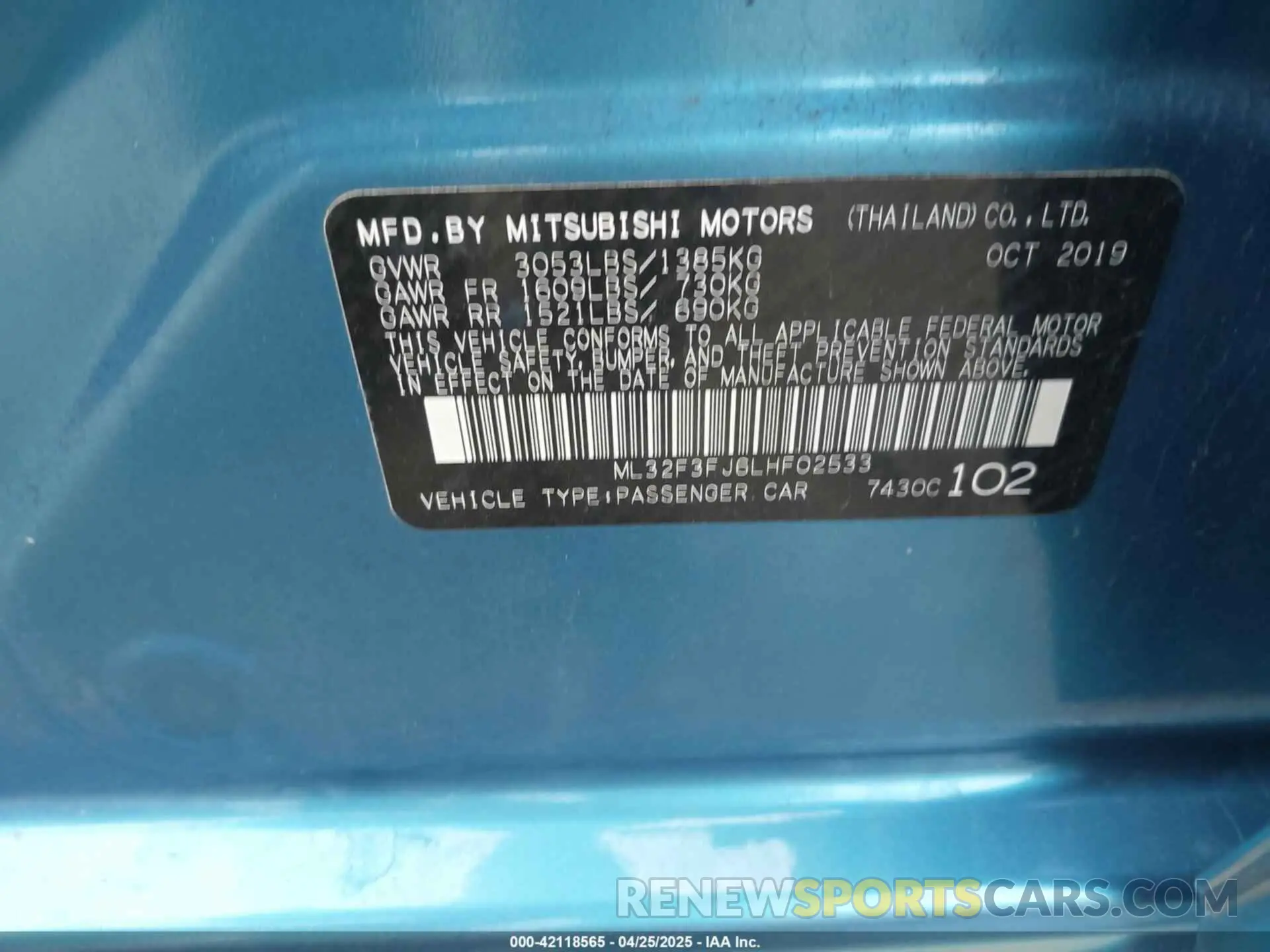 9 fotografías del automóvil dañado ML32F3FJ6LHF02533 MITSUBISHI MIRAGE G4 2020
