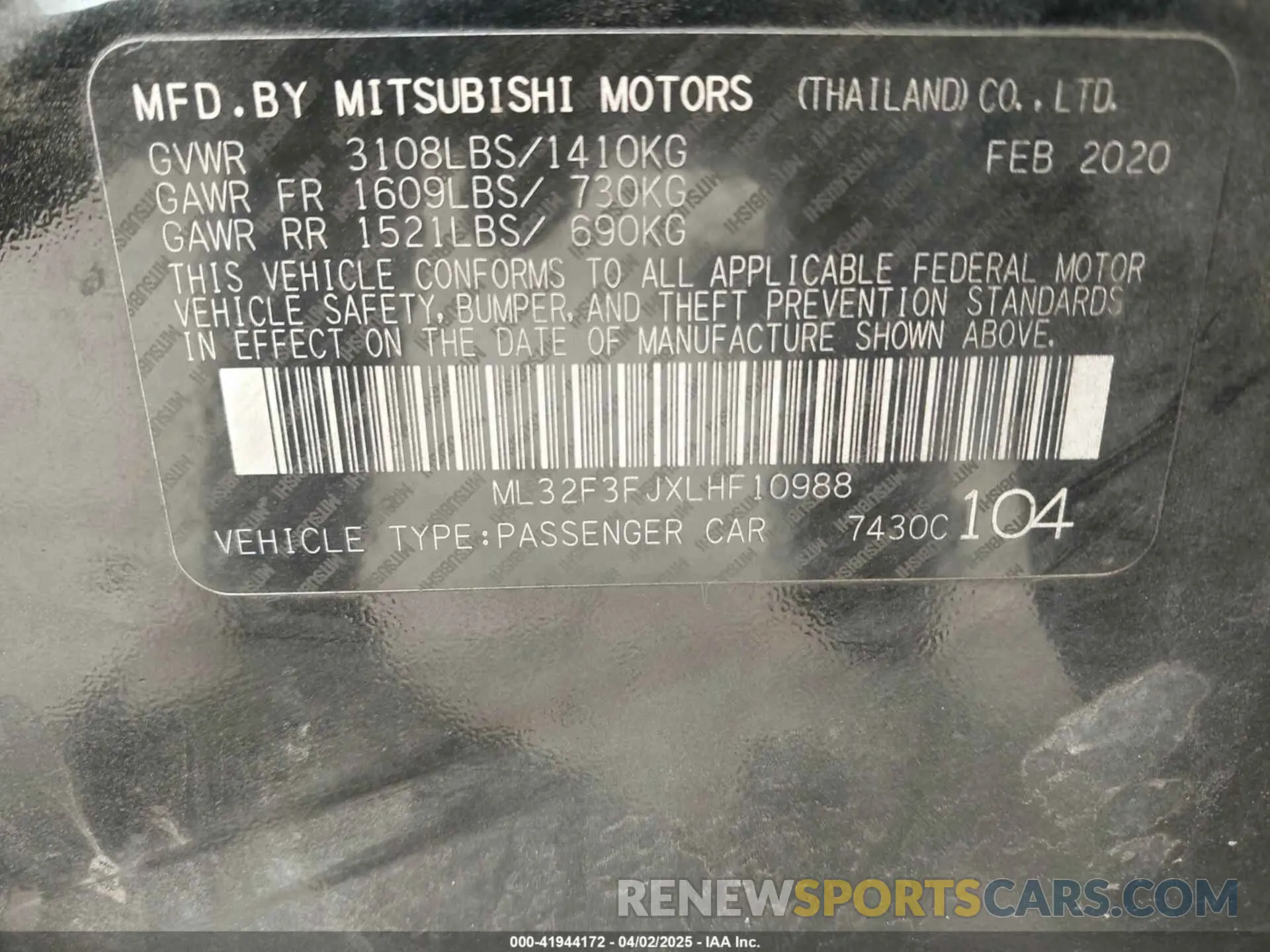 9 fotografías del automóvil dañado ML32F3FJXLHF10988 MITSUBISHI MIRAGE G4 2020