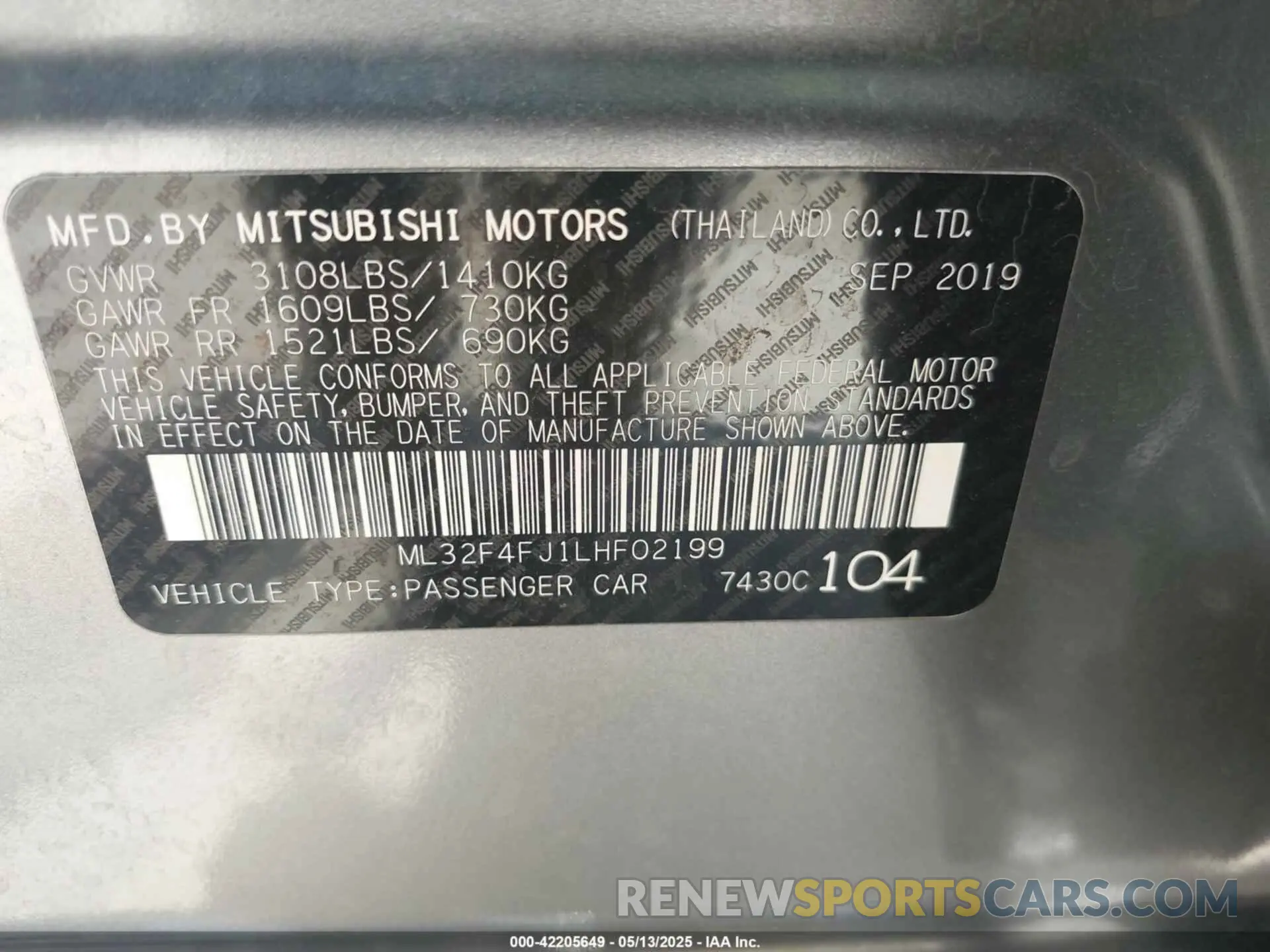 9 fotografías del automóvil dañado ML32F4FJ1LHF02199 MITSUBISHI MIRAGE G4 2020