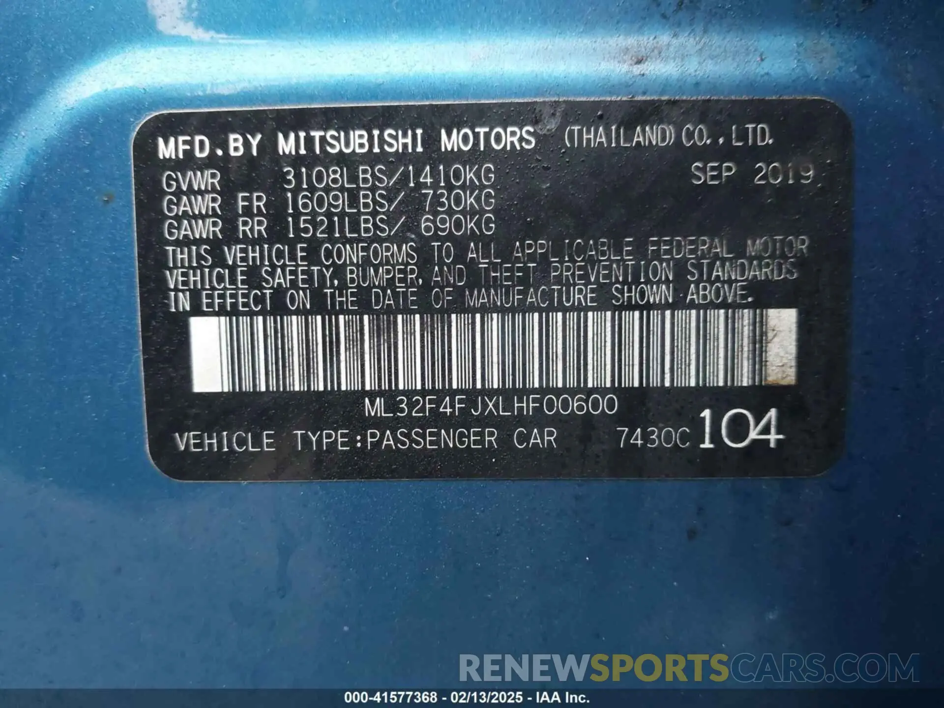 9 fotografías del automóvil dañado ML32F4FJXLHF00600 MITSUBISHI MIRAGE G4 2020