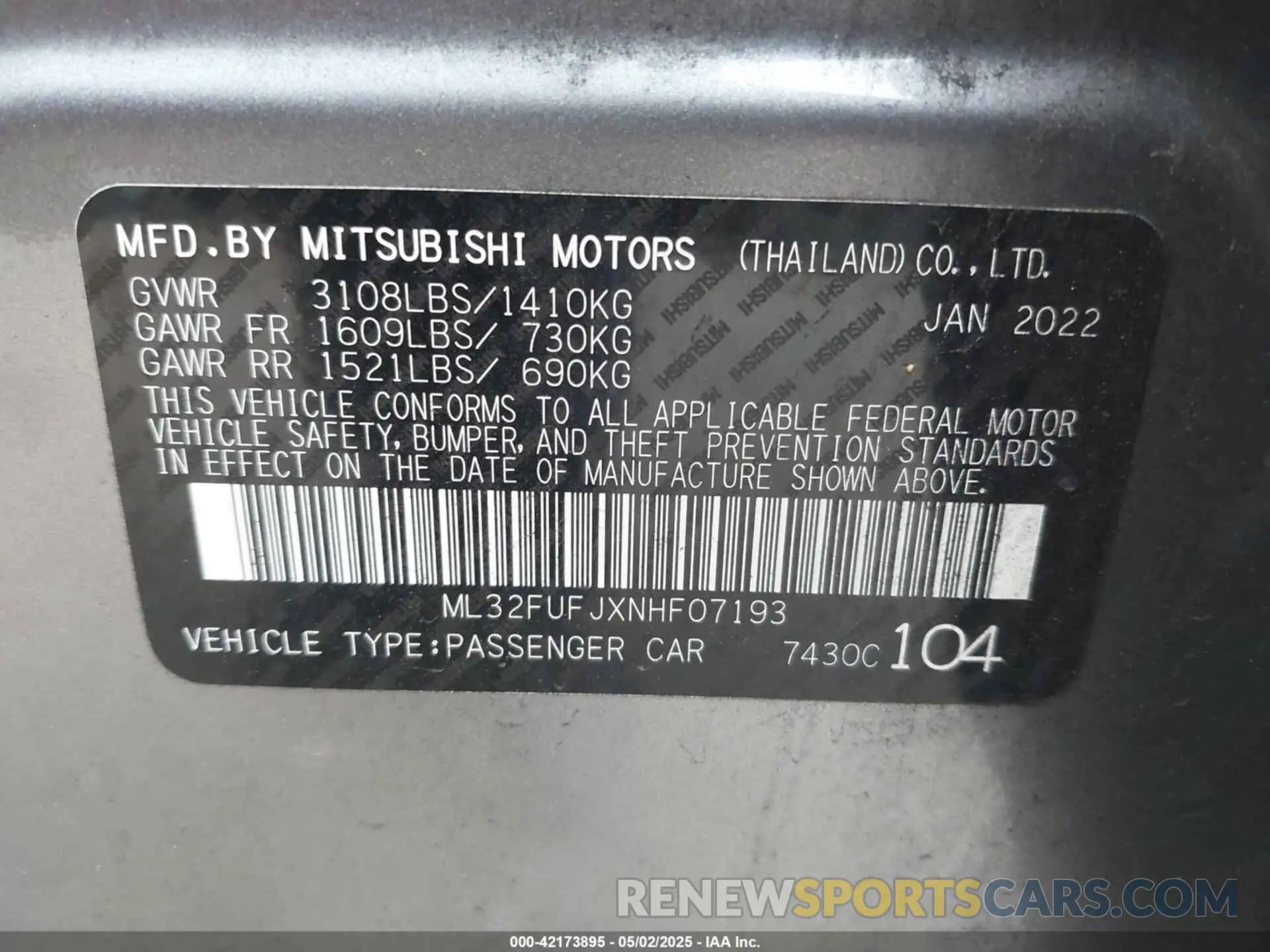 9 fotografías del automóvil dañado ML32FUFJXNHF07193 MITSUBISHI MIRAGE G4 2022