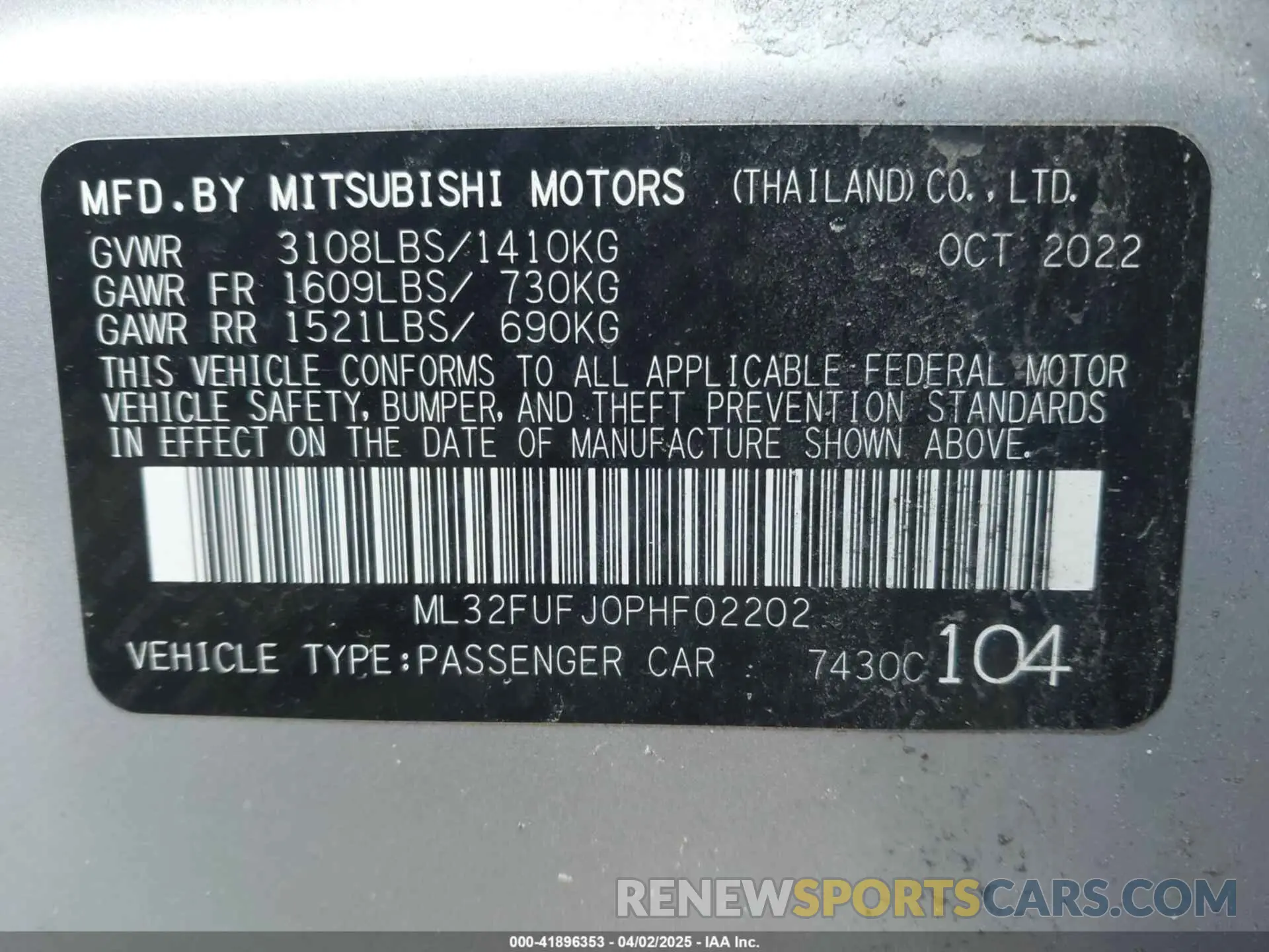 9 fotografías del automóvil dañado ML32FUFJ0PHF02202 MITSUBISHI MIRAGE G4 2023