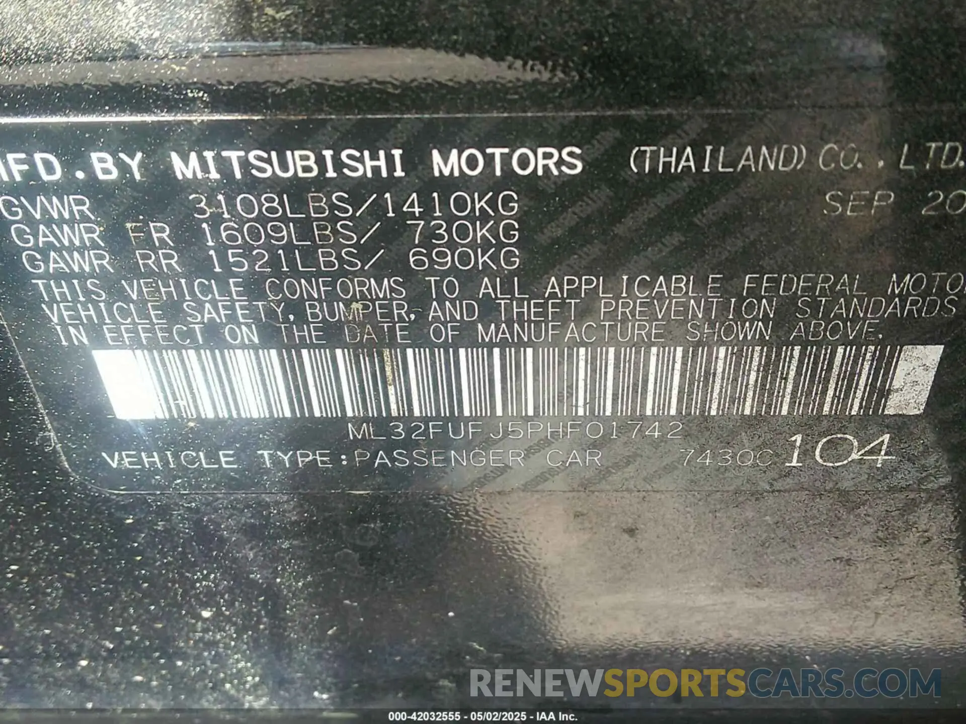 9 fotografías del automóvil dañado ML32FUFJ5PHF01742 MITSUBISHI MIRAGE G4 2023