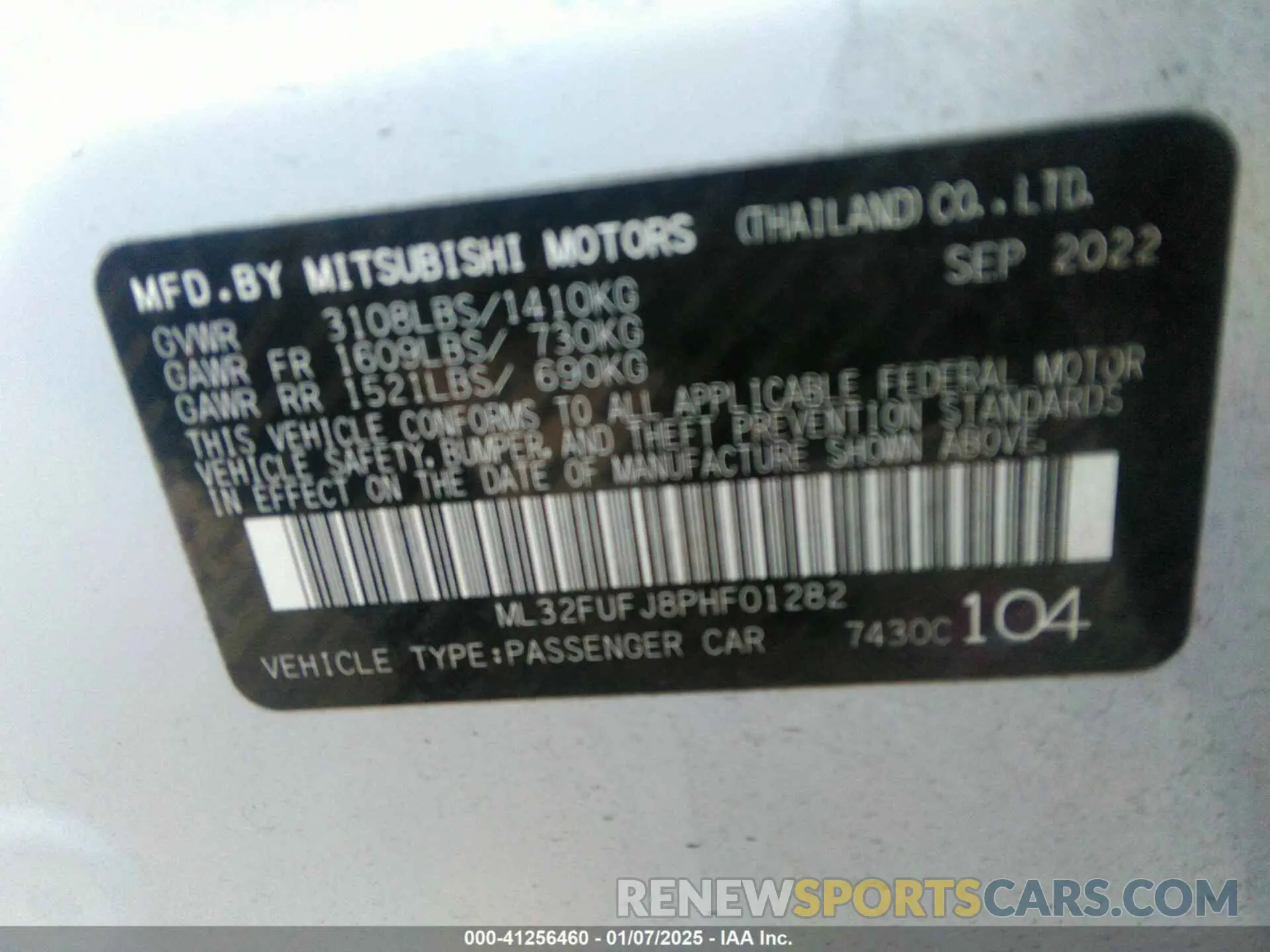 9 fotografías del automóvil dañado ML32FUFJ8PHF01282 MITSUBISHI MIRAGE G4 2023
