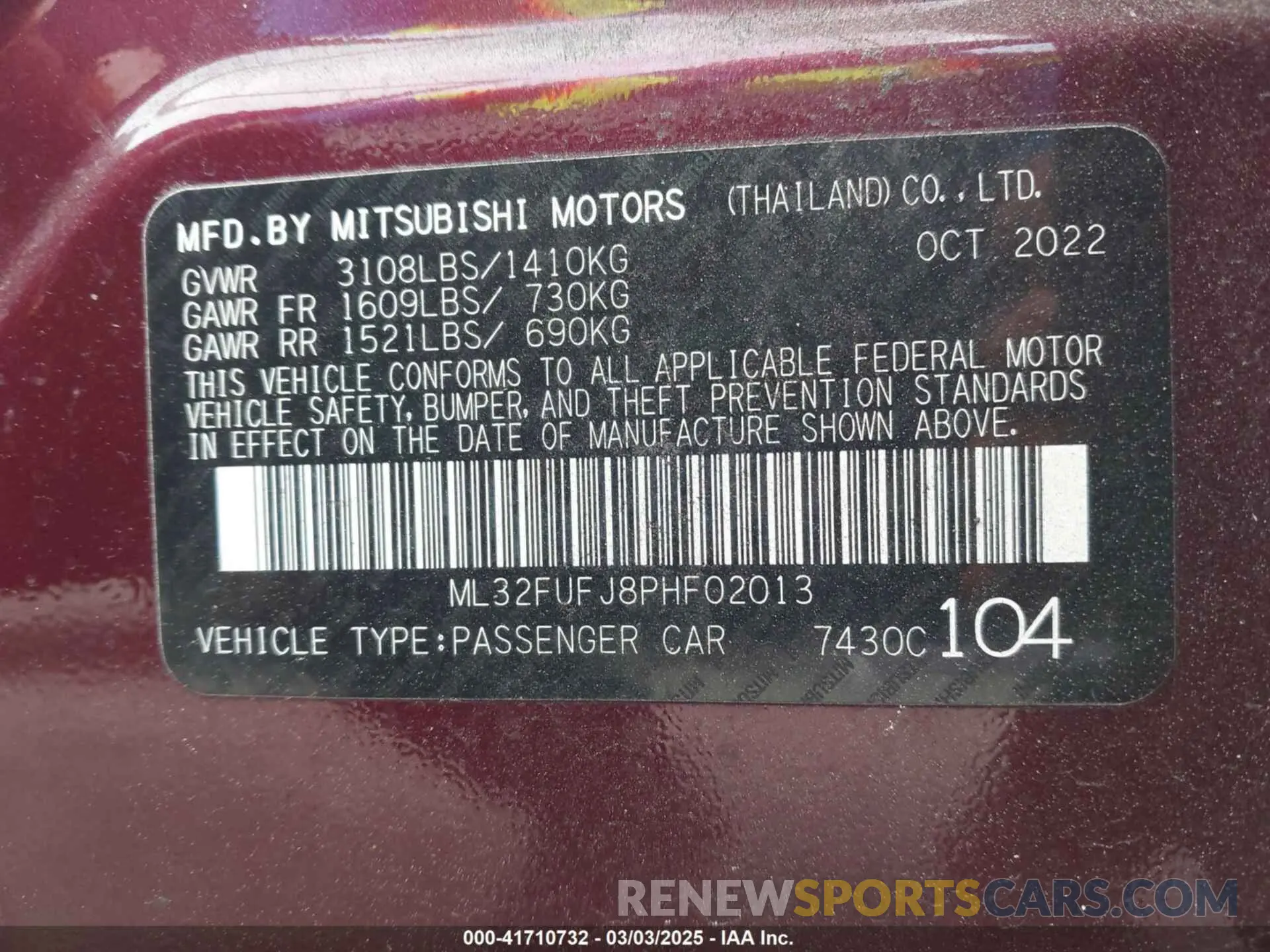 9 fotografías del automóvil dañado ML32FUFJ8PHF02013 MITSUBISHI MIRAGE G4 2023