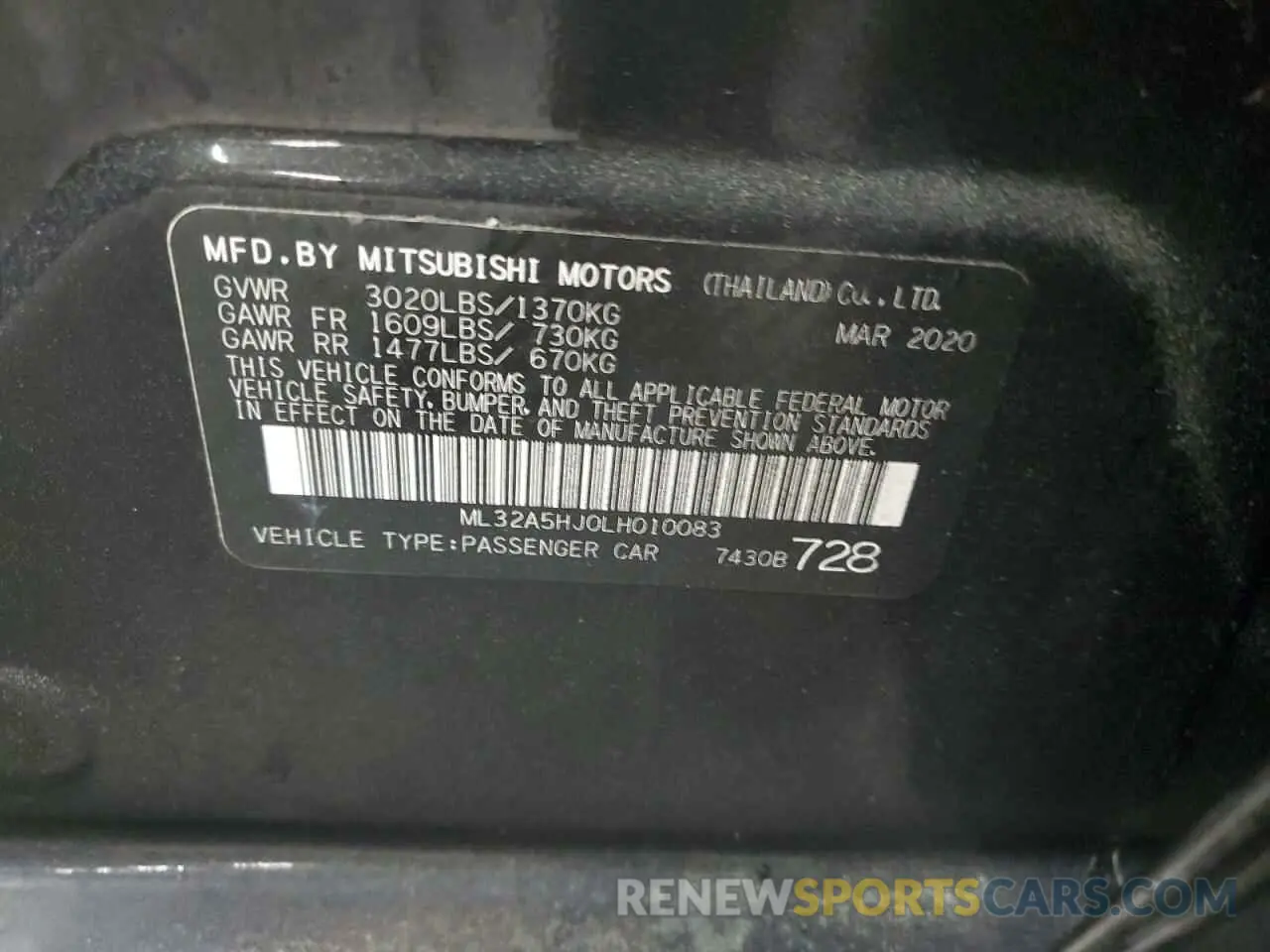 12 fotografías del automóvil dañado ML32A5HJ0LH010083 MITSUBISHI MIRAGE LE 2020