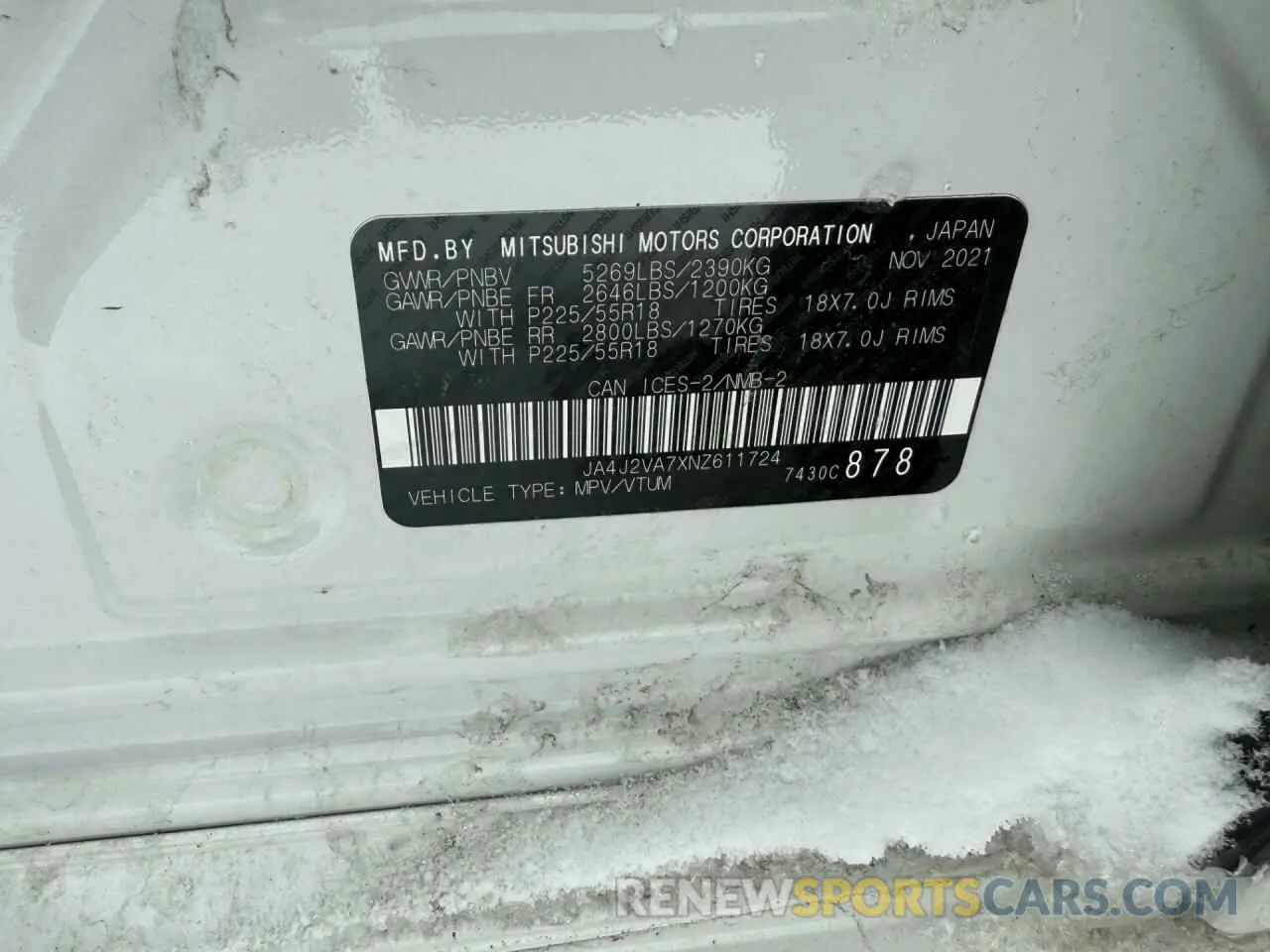 12 fotografías del automóvil dañado JA4J2VA7XNZ611724 MITSUBISHI OUTLANDER 2022