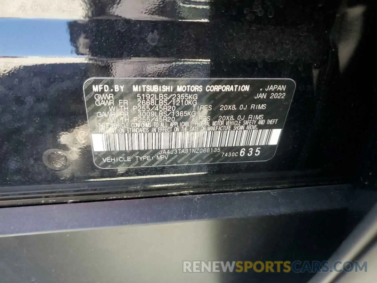 13 fotografías del automóvil dañado JA4J3TA81NZ066135 MITSUBISHI OUTLANDER 2022