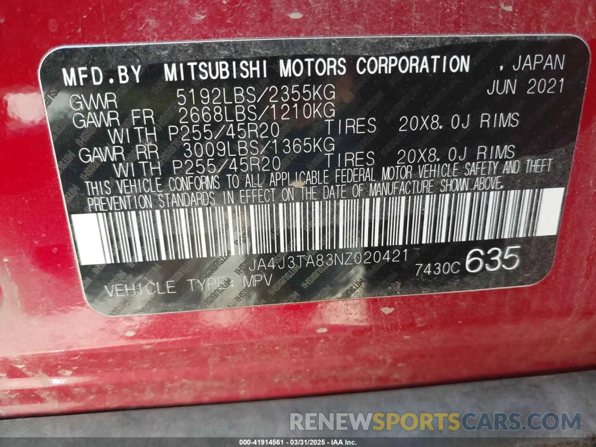 9 fotografías del automóvil dañado JA4J3TA83NZ020421 MITSUBISHI OUTLANDER 2022