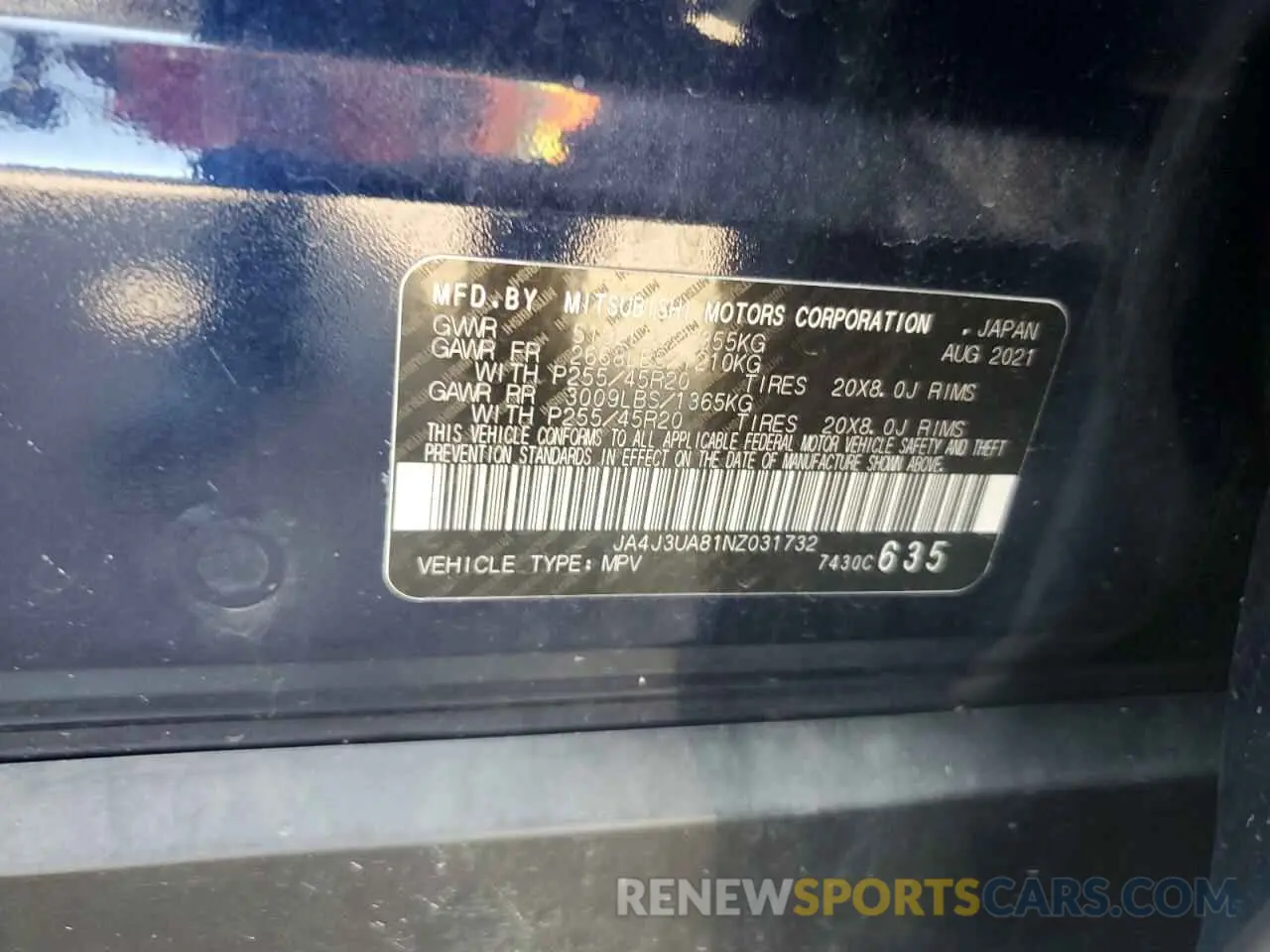 13 fotografías del automóvil dañado JA4J3UA81NZ031732 MITSUBISHI OUTLANDER 2022