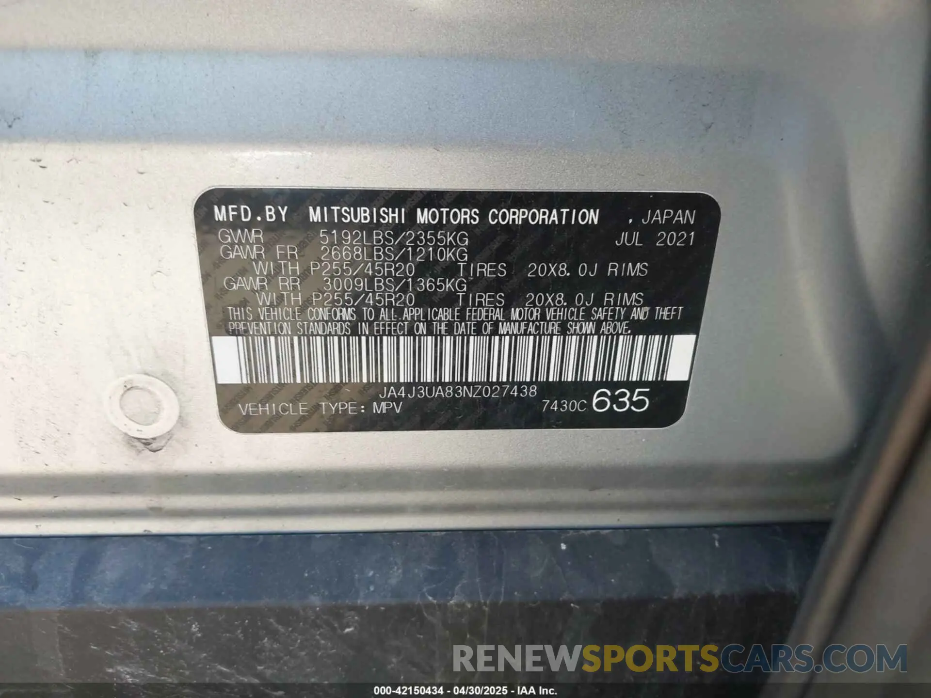 9 fotografías del automóvil dañado JA4J3UA83NZ027438 MITSUBISHI OUTLANDER 2022