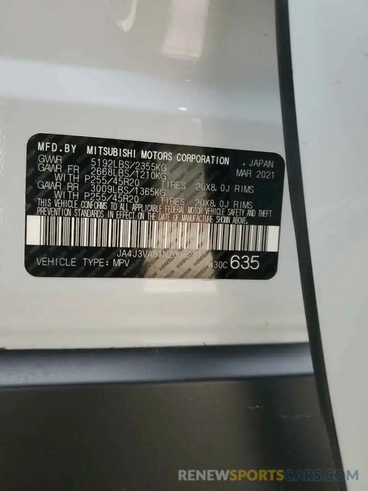 13 fotografías del automóvil dañado JA4J3VA81NZ008201 MITSUBISHI OUTLANDER 2022