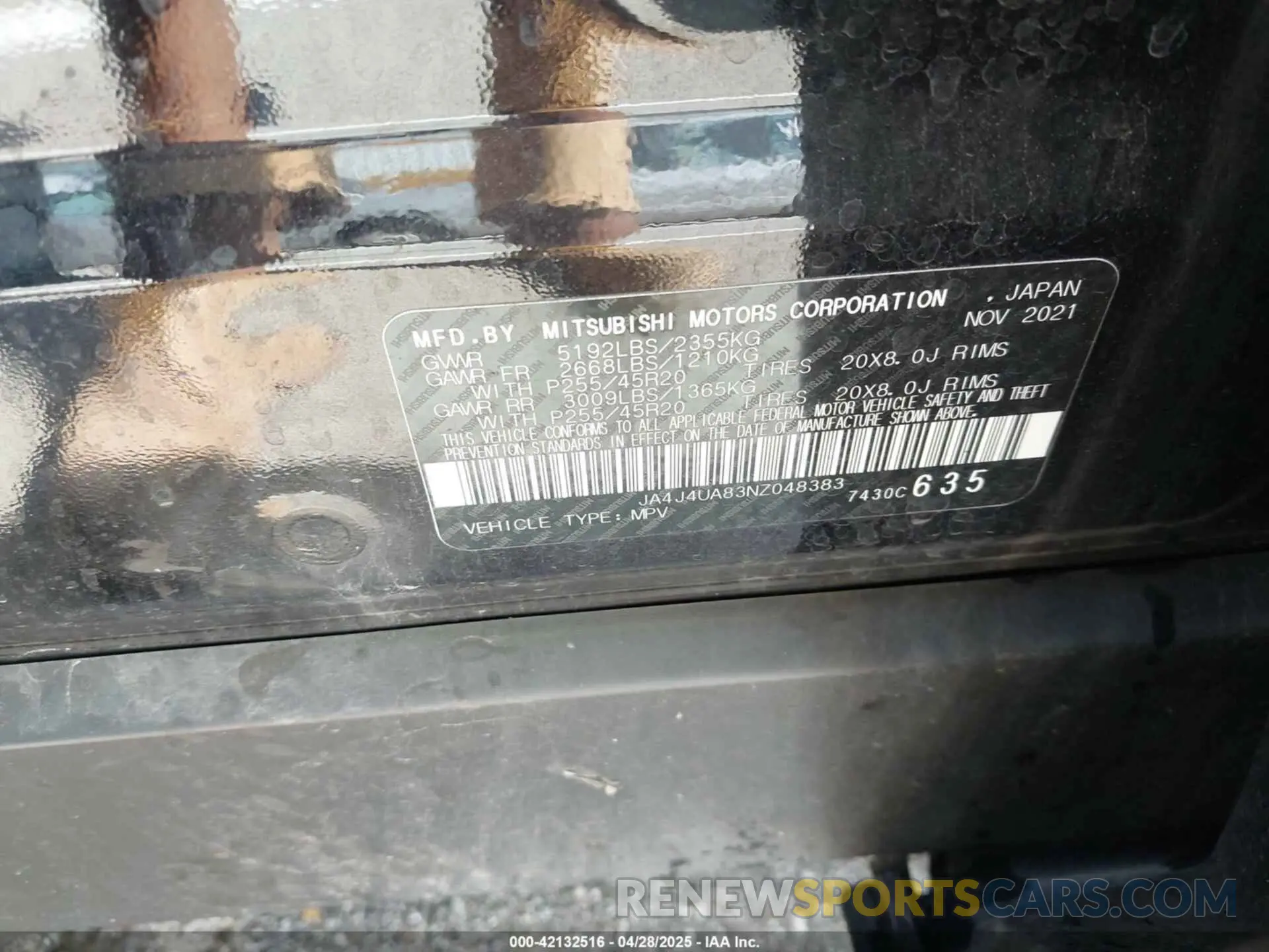 9 fotografías del automóvil dañado JA4J4UA83NZ048383 MITSUBISHI OUTLANDER 2022