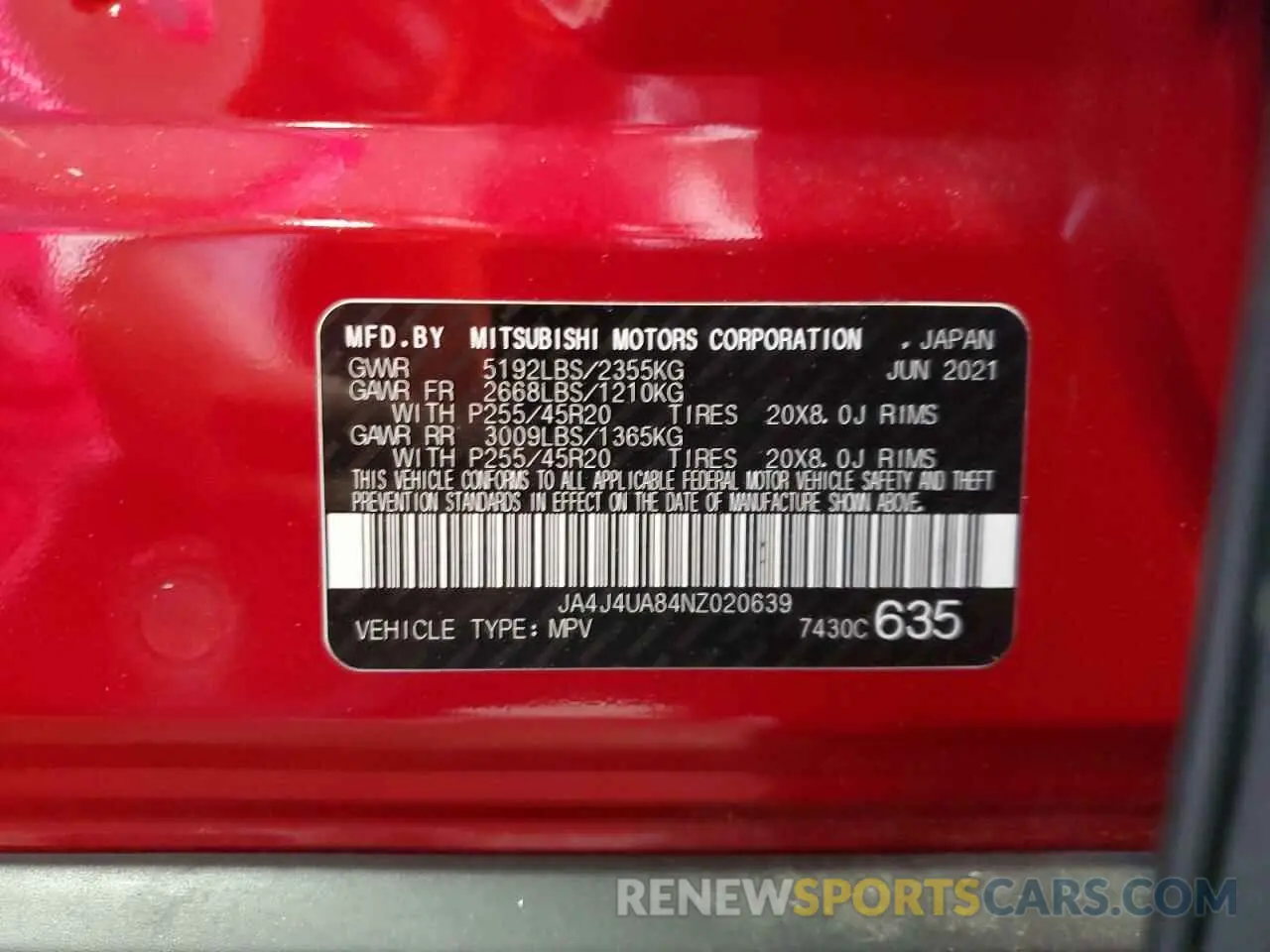 13 fotografías del automóvil dañado JA4J4UA84NZ020639 MITSUBISHI OUTLANDER 2022