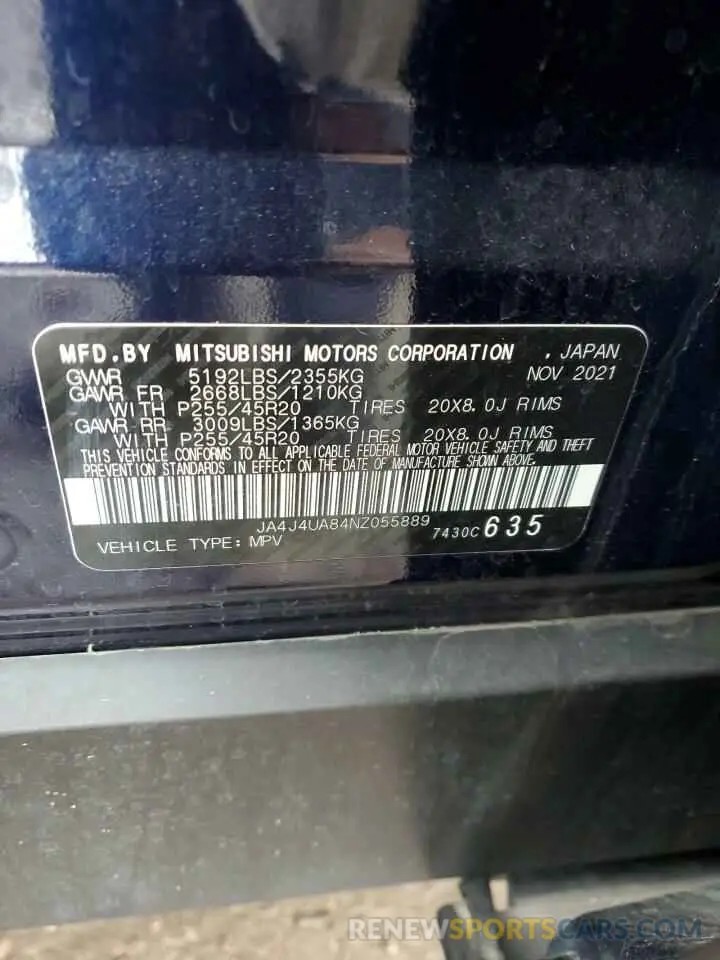 14 fotografías del automóvil dañado JA4J4UA84NZ055889 MITSUBISHI OUTLANDER 2022