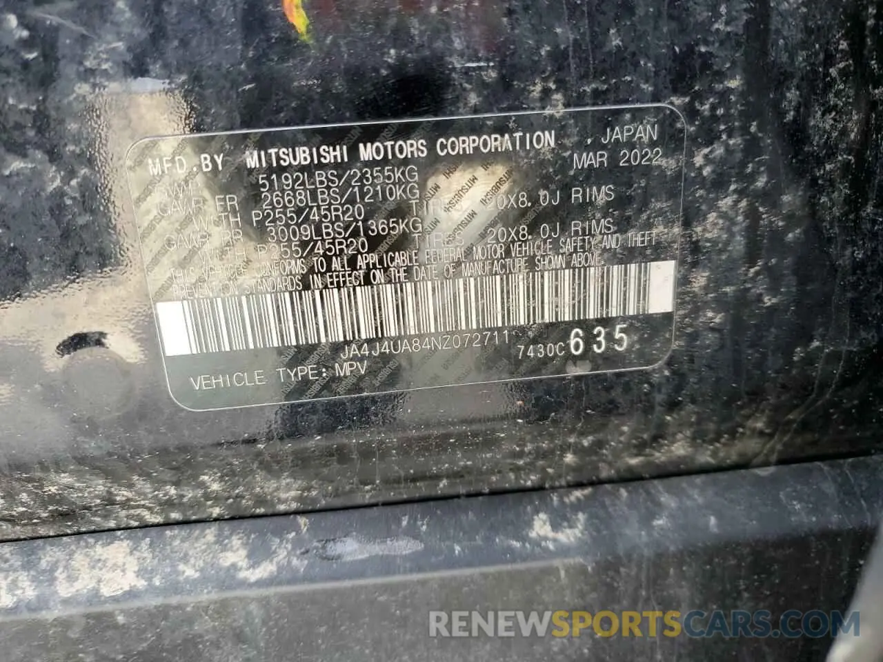14 fotografías del automóvil dañado JA4J4UA84NZ072711 MITSUBISHI OUTLANDER 2022