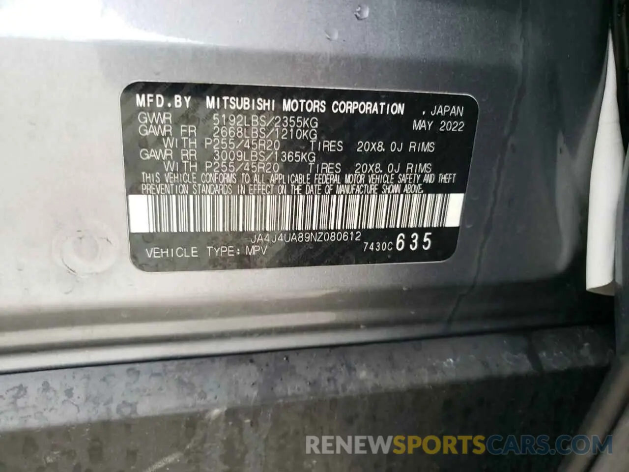 13 fotografías del automóvil dañado JA4J4UA89NZ080612 MITSUBISHI OUTLANDER 2022