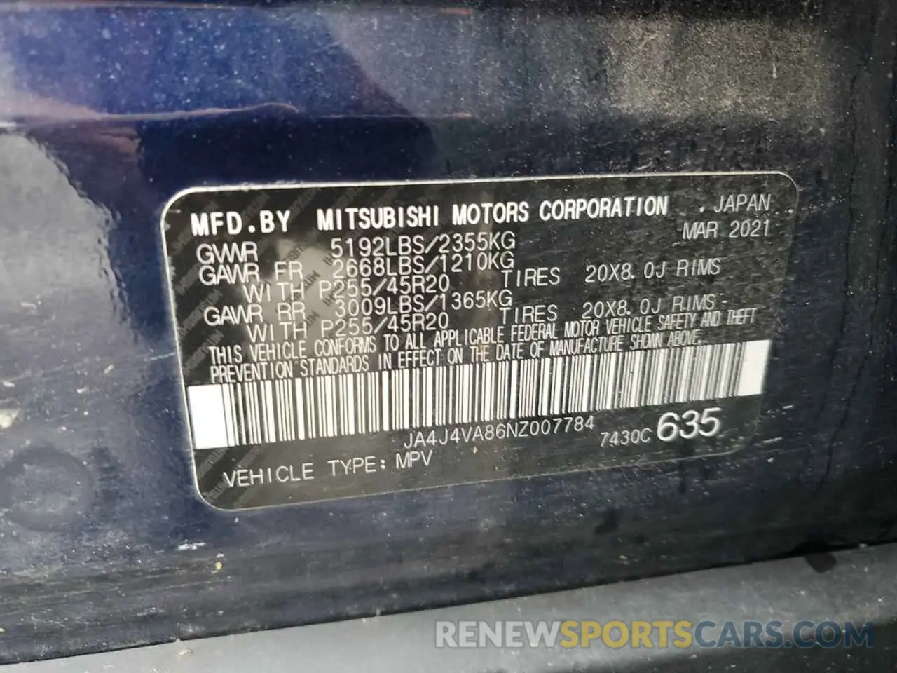 14 fotografías del automóvil dañado JA4J4VA86NZ007784 MITSUBISHI OUTLANDER 2022
