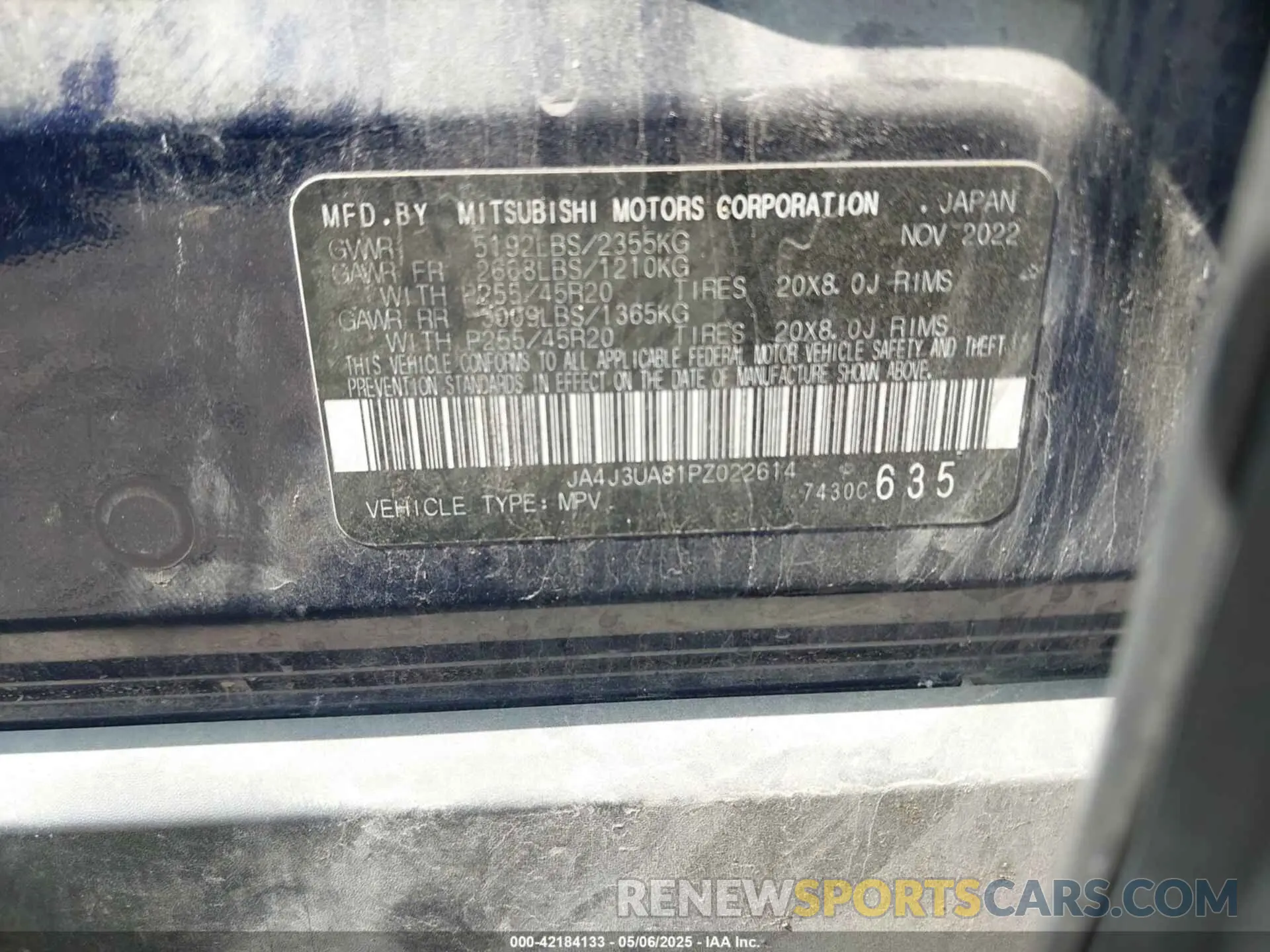 9 fotografías del automóvil dañado JA4J3UA81PZ022614 MITSUBISHI OUTLANDER 2023