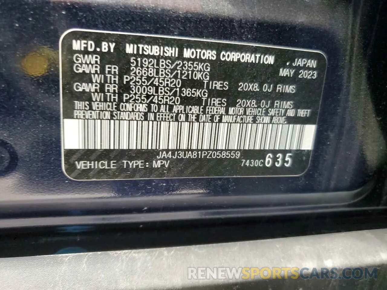 13 fotografías del automóvil dañado JA4J3UA81PZ058559 MITSUBISHI OUTLANDER 2023
