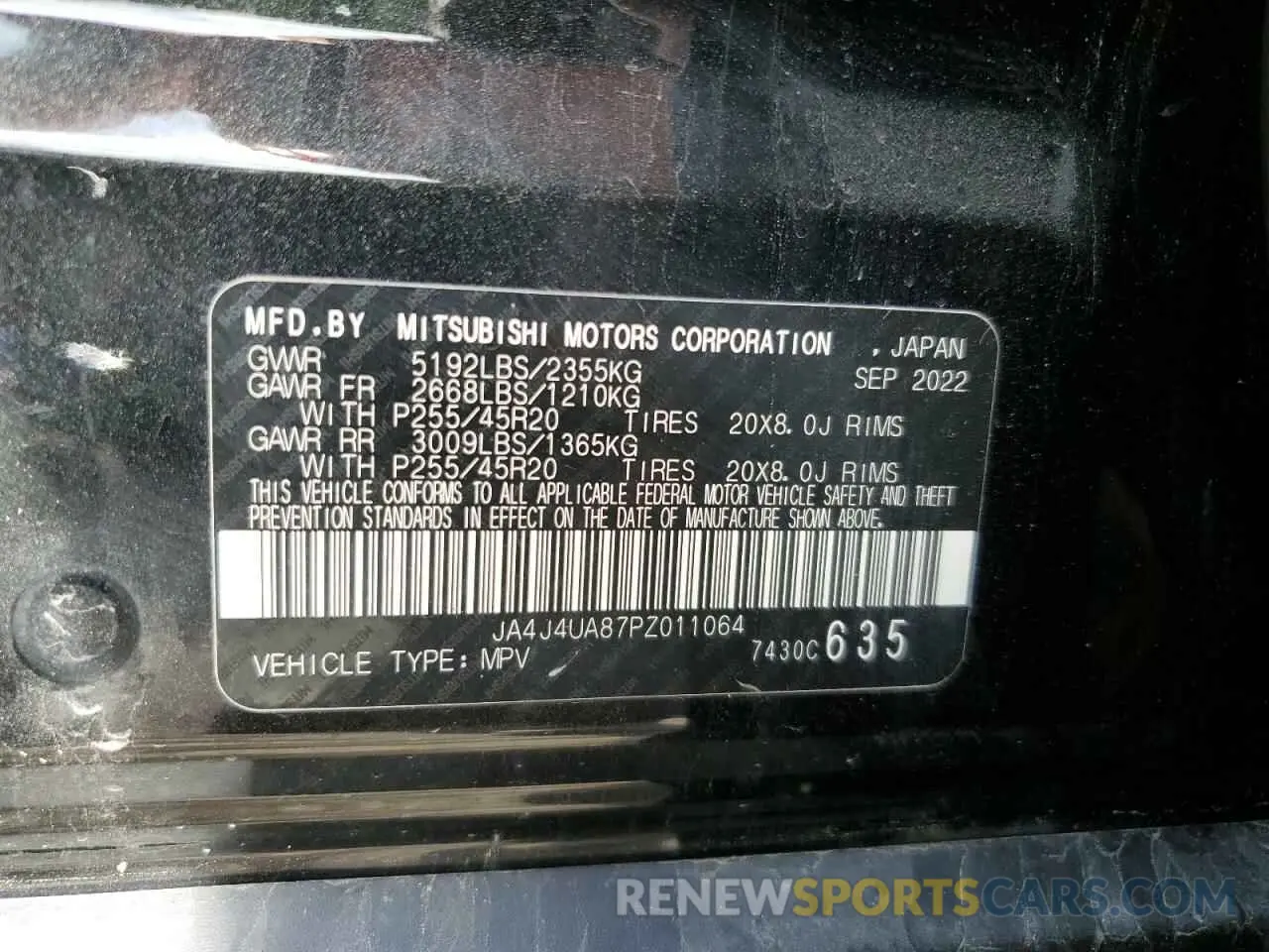 14 fotografías del automóvil dañado JA4J4UA87PZ011064 MITSUBISHI OUTLANDER 2023