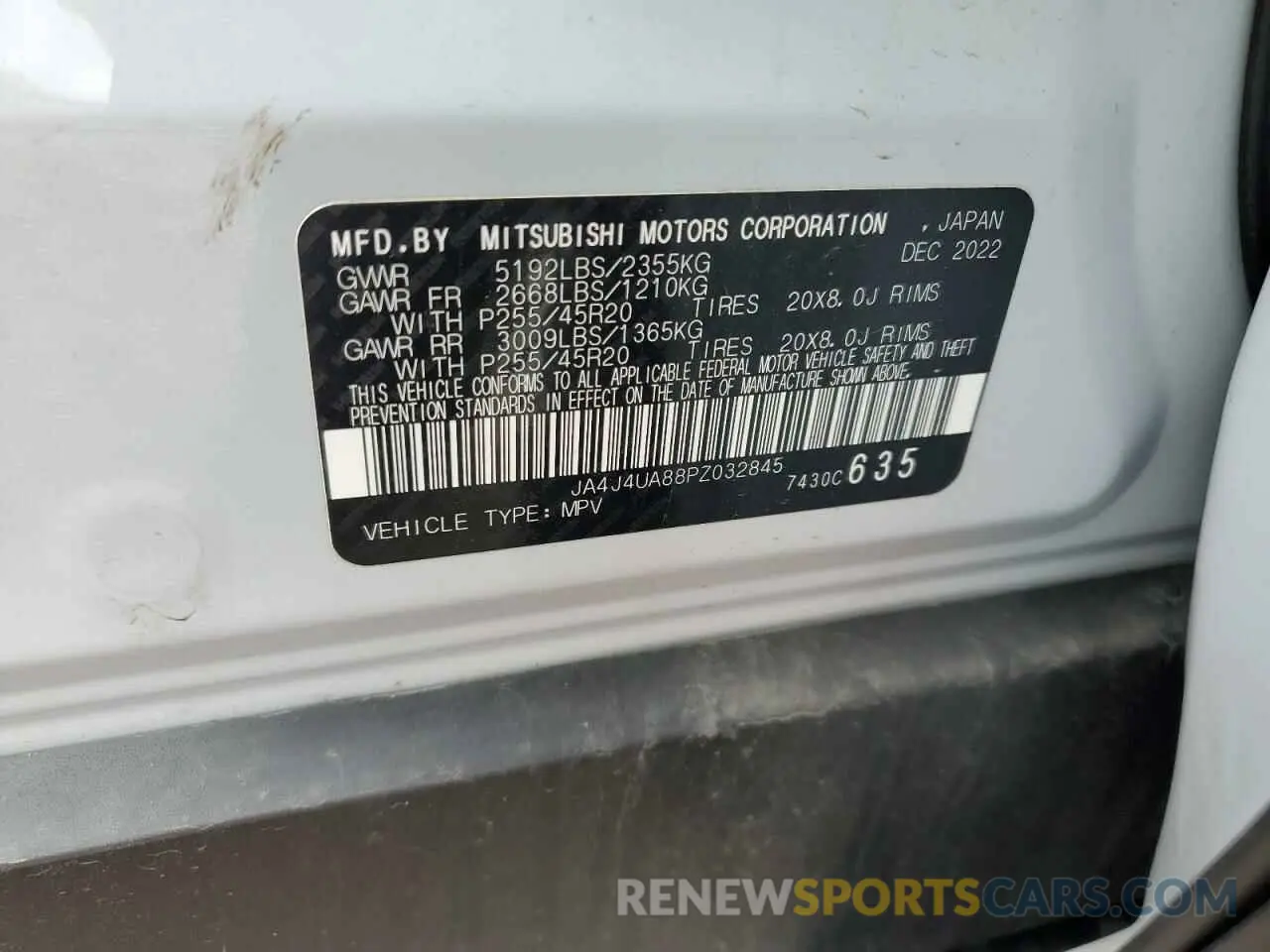 13 fotografías del automóvil dañado JA4J4UA88PZ032845 MITSUBISHI OUTLANDER 2023