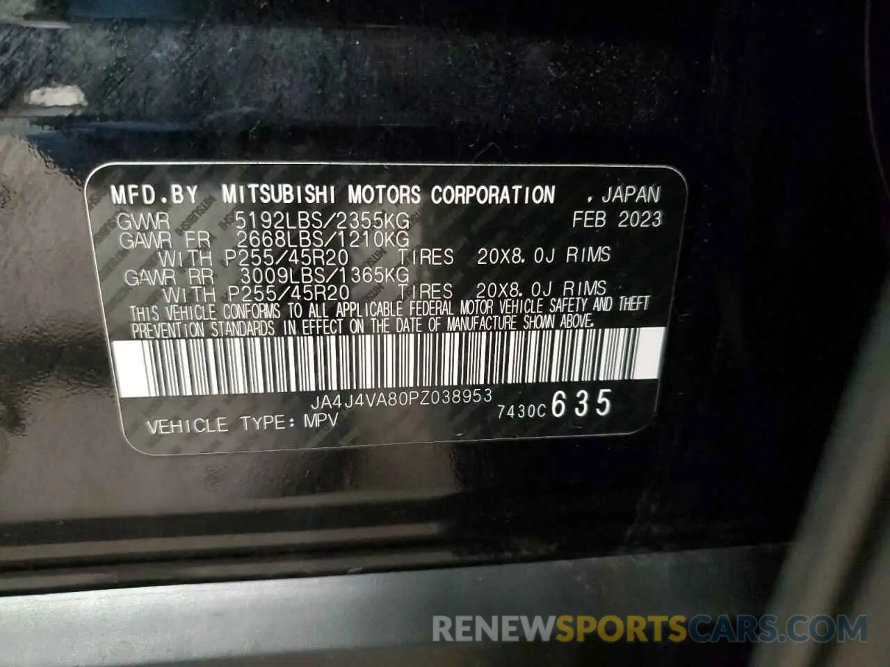 14 fotografías del automóvil dañado JA4J4VA80PZ038953 MITSUBISHI OUTLANDER 2023