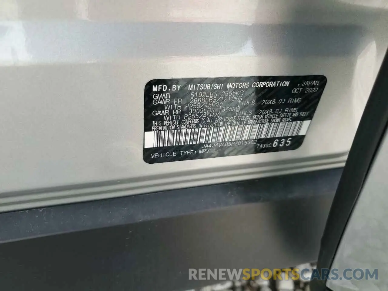 14 fotografías del automóvil dañado JA4J4VA85PZ015362 MITSUBISHI OUTLANDER 2023