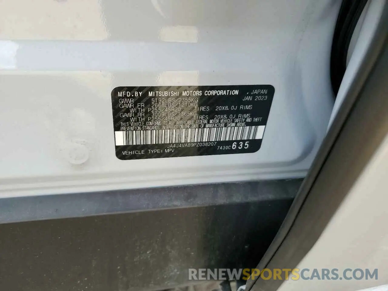 13 fotografías del automóvil dañado JA4J4VA89PZ038207 MITSUBISHI OUTLANDER 2023