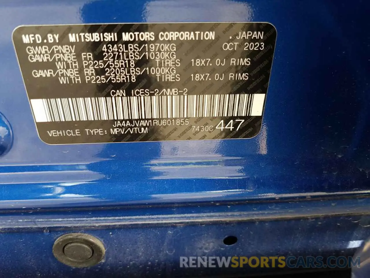 13 fotografías del automóvil dañado JA4AJVAW1RU601855 MITSUBISHI OUTLANDER 2024