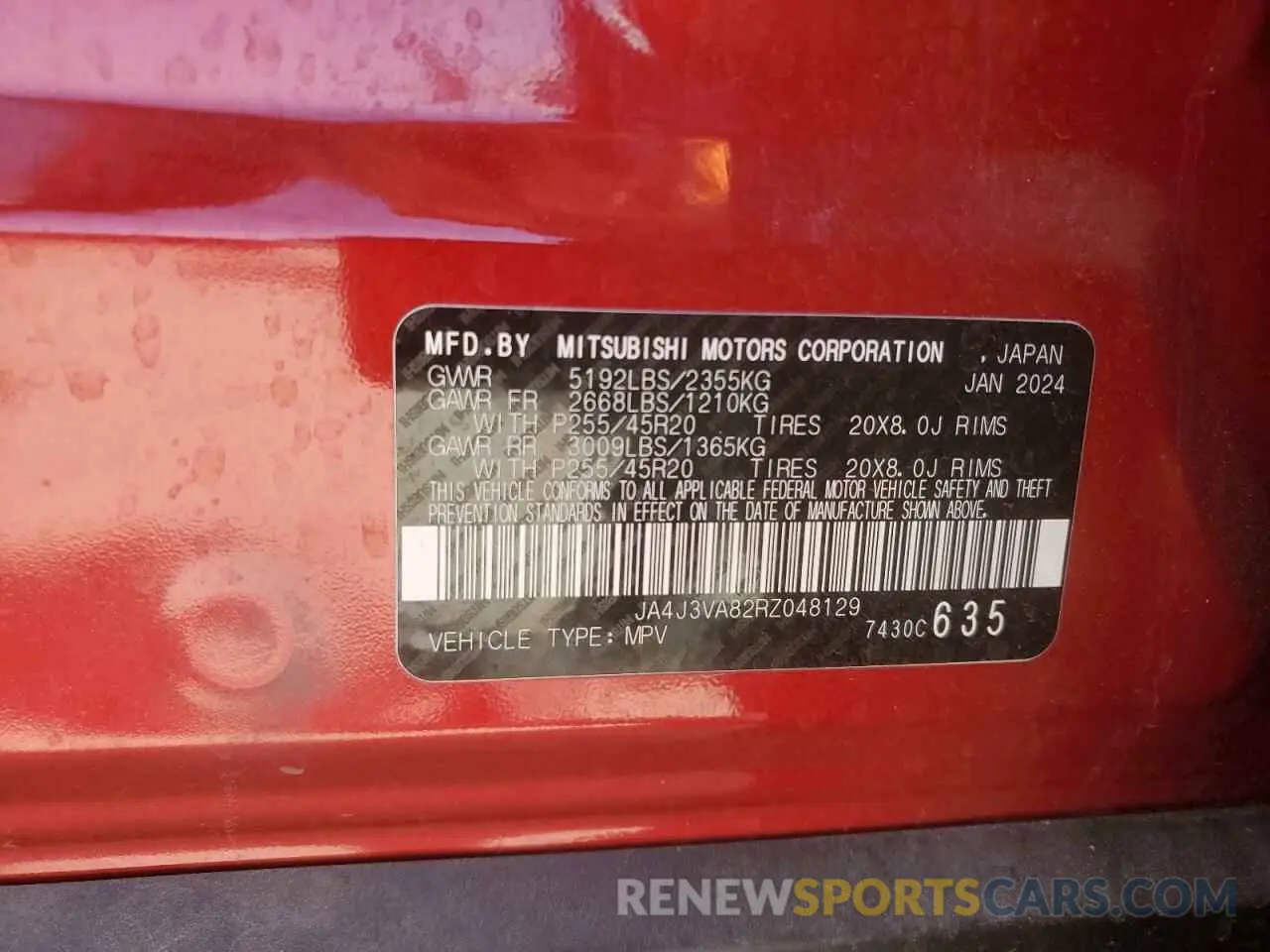13 fotografías del automóvil dañado JA4J3VA82RZ048129 MITSUBISHI OUTLANDER 2024