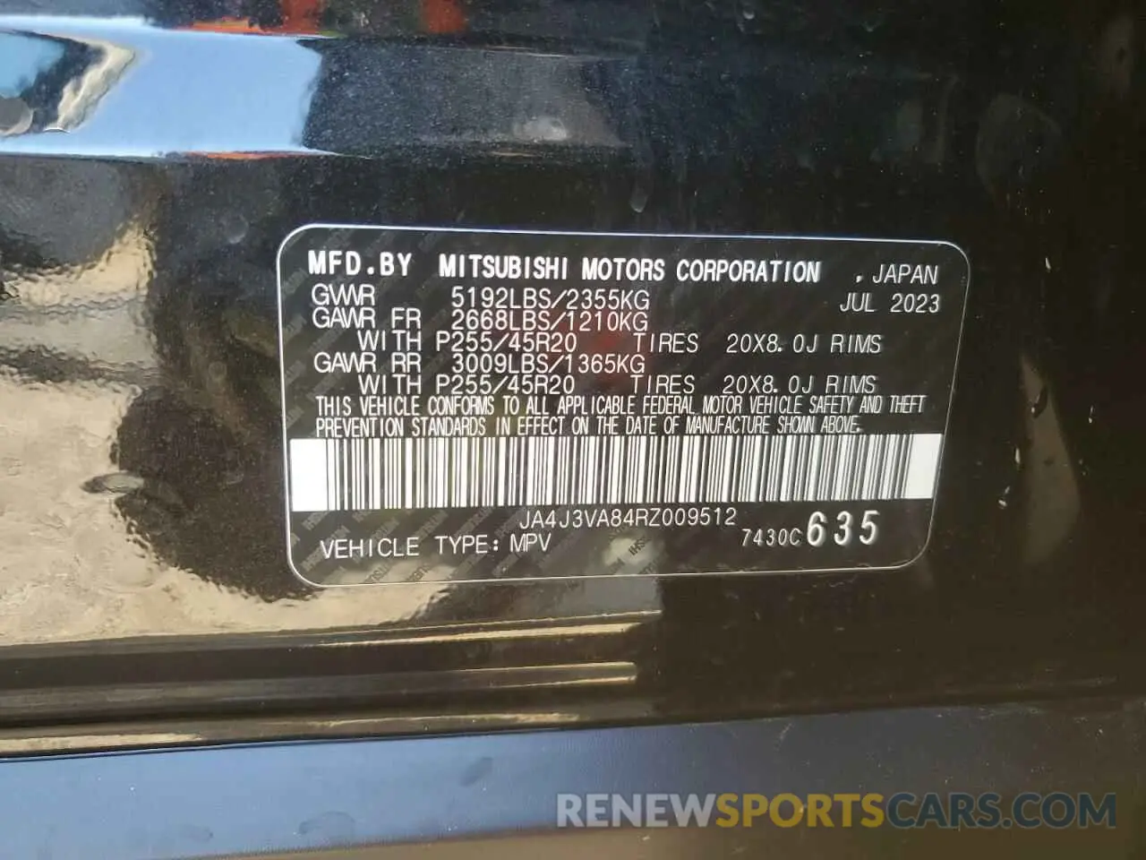 14 fotografías del automóvil dañado JA4J3VA84RZ009512 MITSUBISHI OUTLANDER 2024