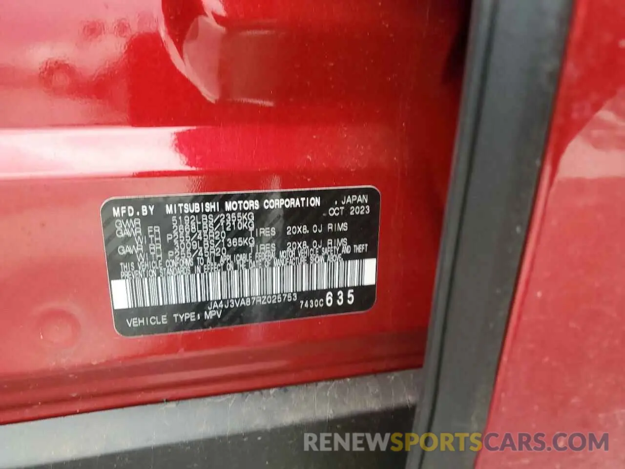 14 fotografías del automóvil dañado JA4J3VA87RZ025753 MITSUBISHI OUTLANDER 2024