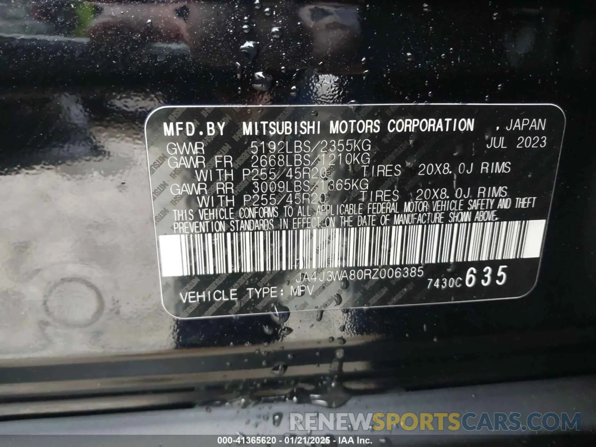 9 fotografías del automóvil dañado JA4J3WA80RZ006385 MITSUBISHI OUTLANDER 2024