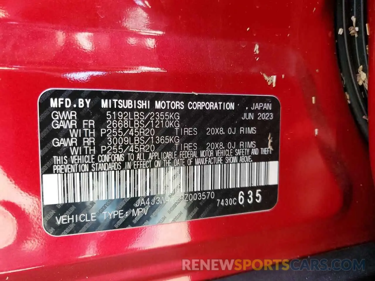 14 fotografías del automóvil dañado JA4J3WA82RZ003570 MITSUBISHI OUTLANDER 2024